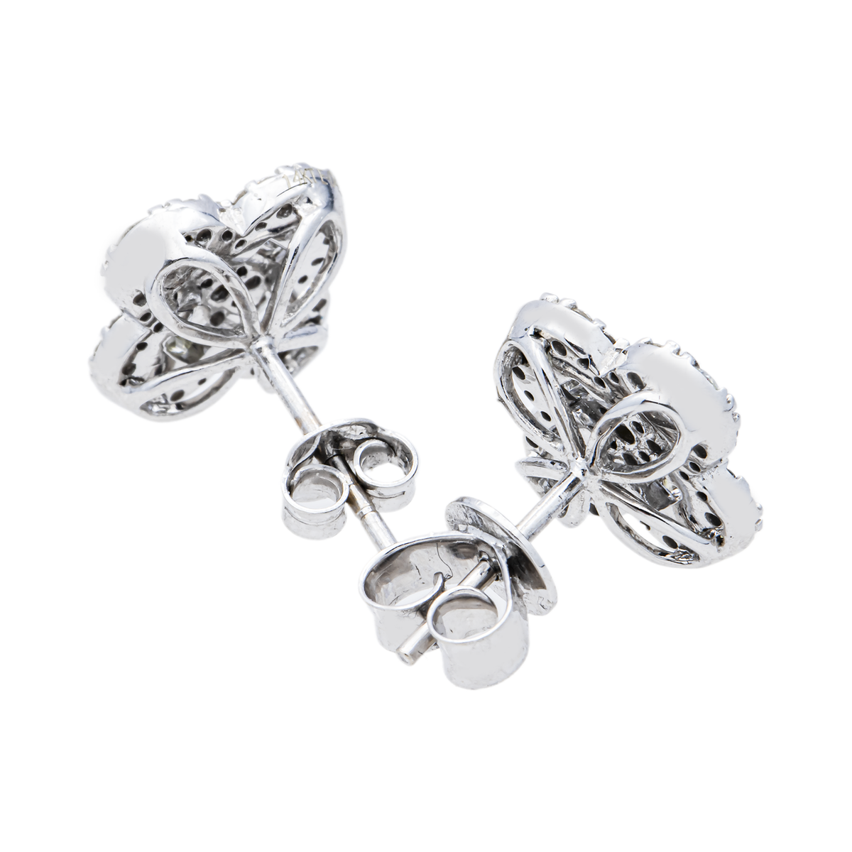 14K GOLD BAGUETTE AND ROUND LAB GROWN DIAMOND CLOVER EARRINGS 1.41 CTW