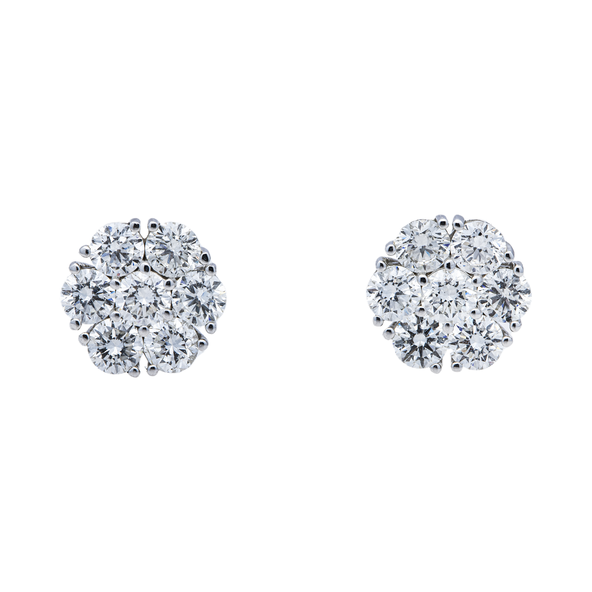 14K GOLD ROUND LAB GROWN DIAMOND CLUSTER EARRINGS 2.20 CTW
