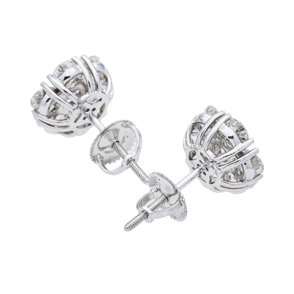 14K GOLD ROUND LAB GROWN DIAMOND CLUSTER EARRINGS 2.20 CTW