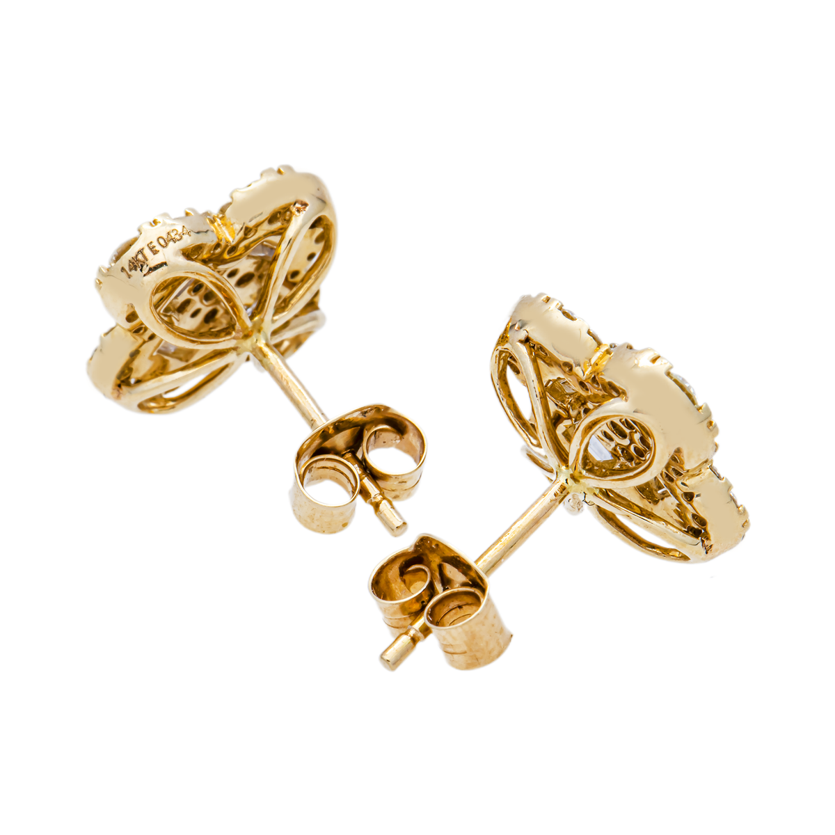 14K GOLD BAGUETTE AND ROUND LAB GROWN DIAMOND CLOVER EARRINGS 1.41 CTW
