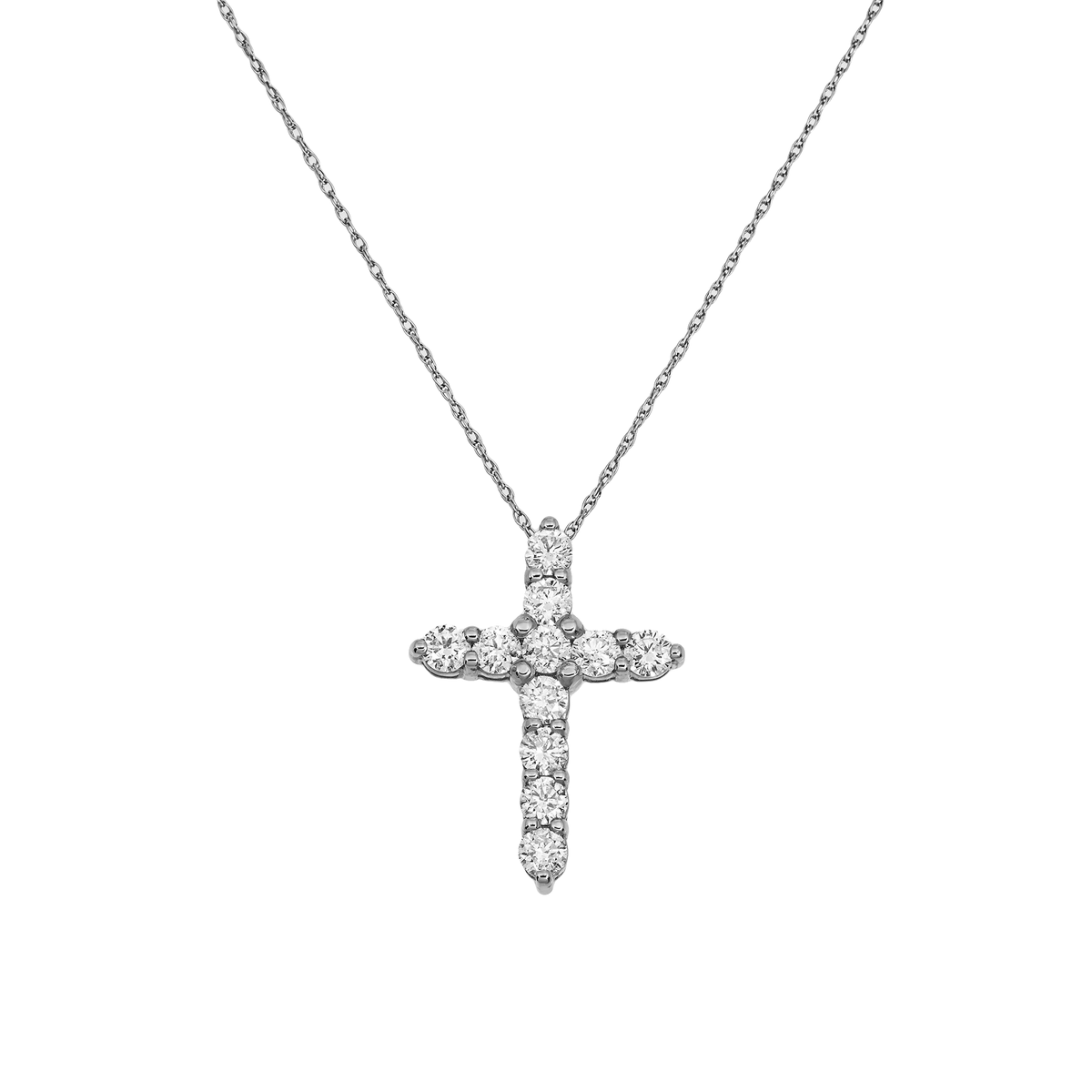 14K GOLD ROUND DIAMOND CROSS NECKLACE 2.28 CTW NATURAL DIAMONDS