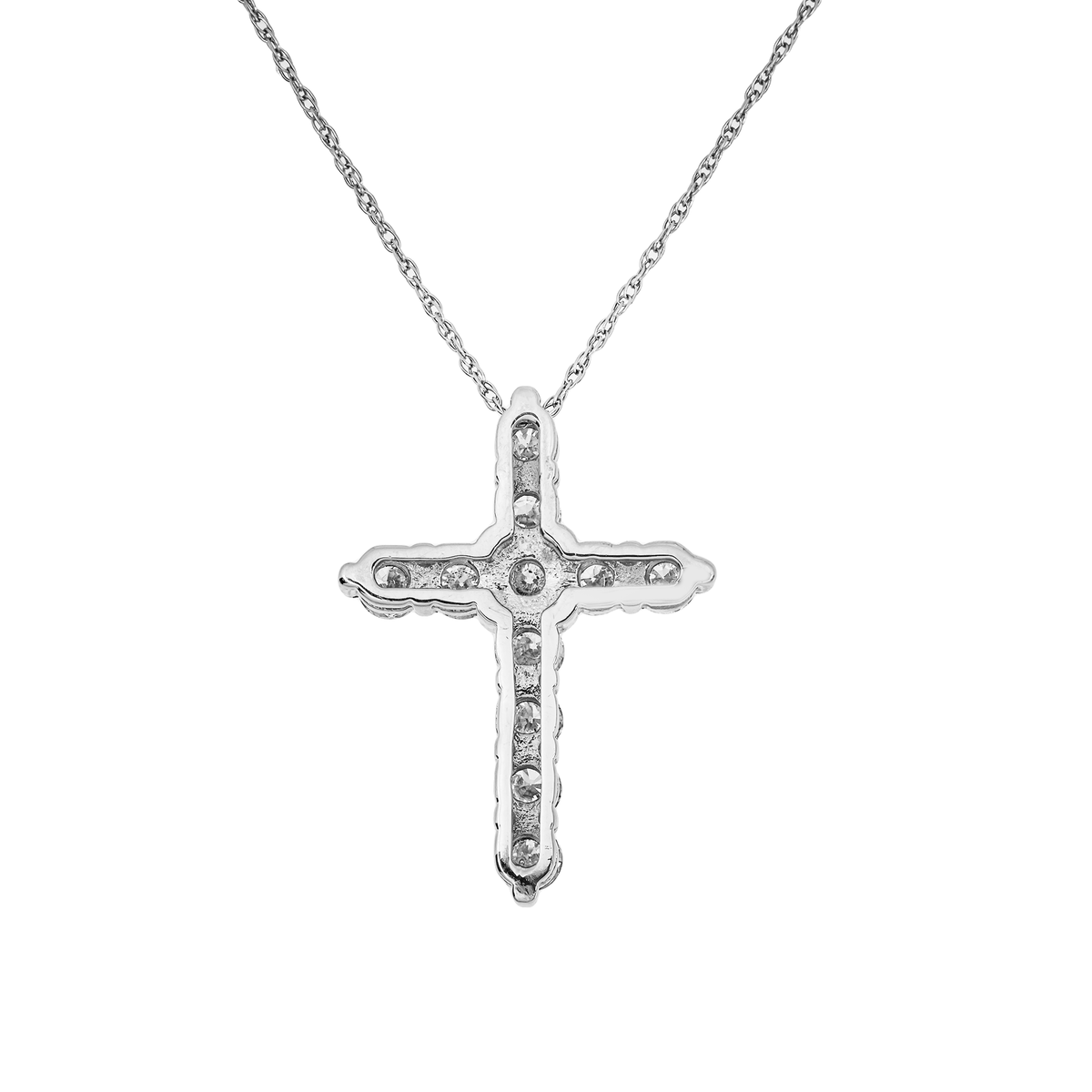 14K GOLD ROUND DIAMOND CROSS NECKLACE 2.28 CTW NATURAL DIAMONDS