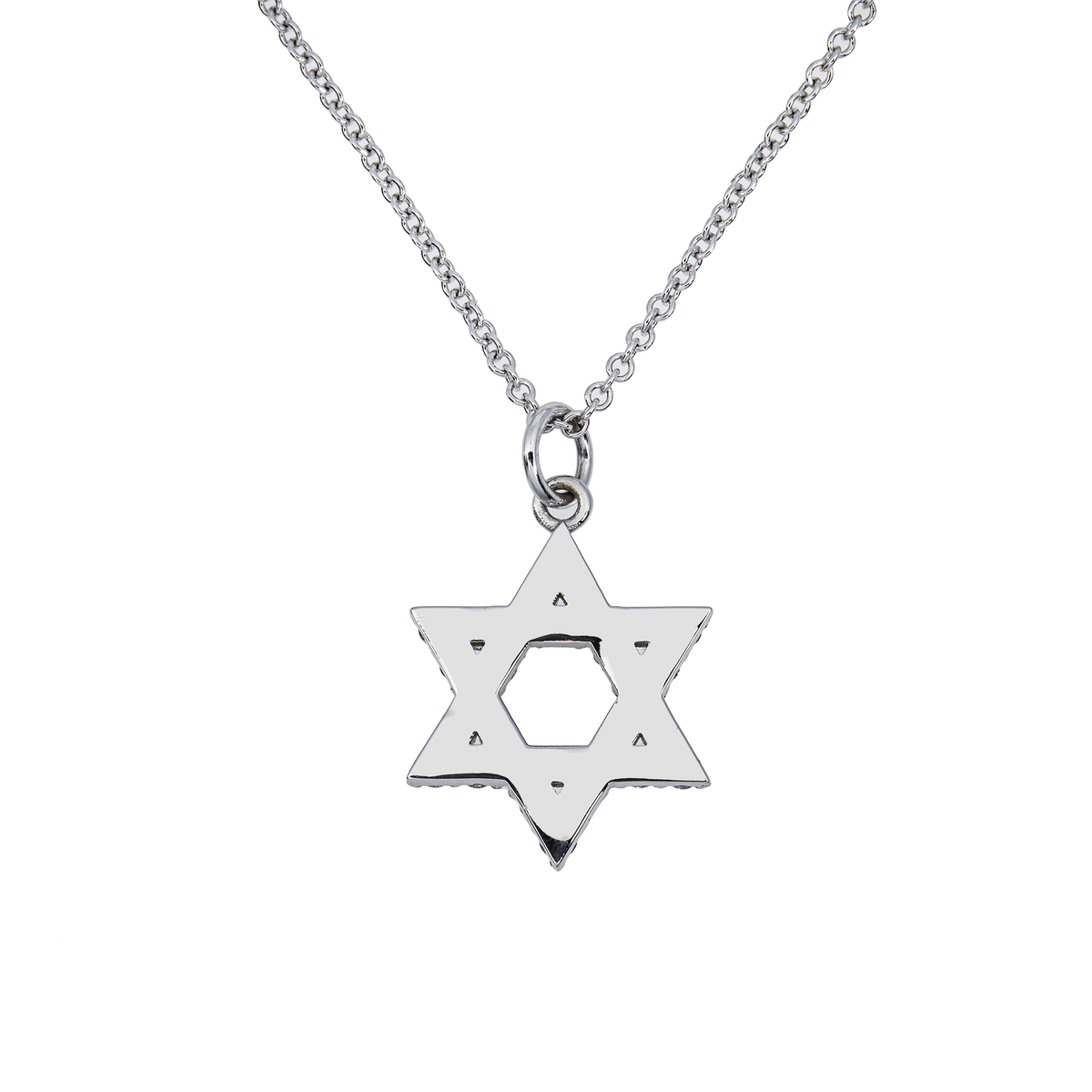 14K GOLD ROUND DIAMOND STAR OF DAVID NECKLACE 0.62 CTW NATURAL DIAMONDS