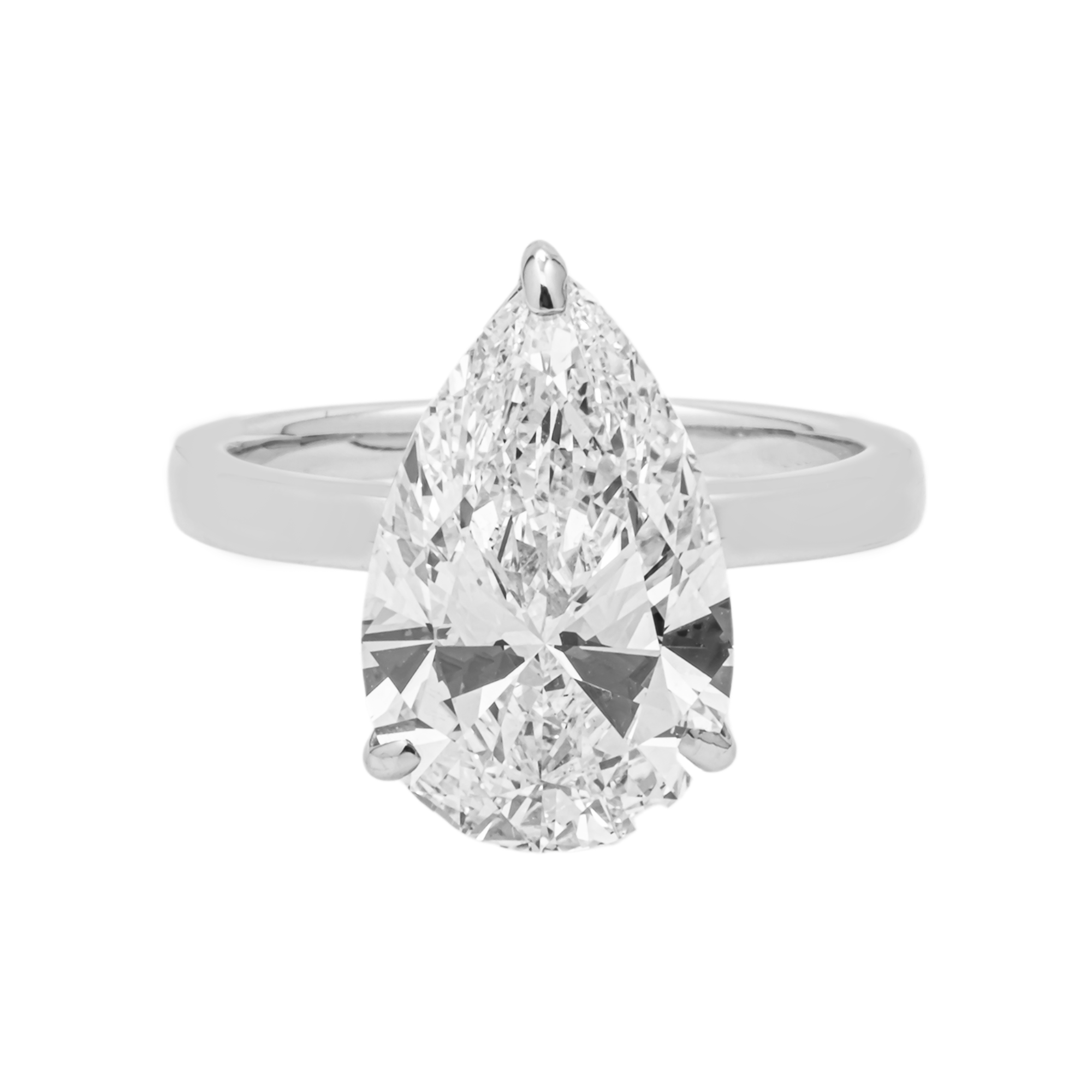 5 Carat Pear Lab Grown Diamond Solitaire Engagement Ring – 18K White Gold