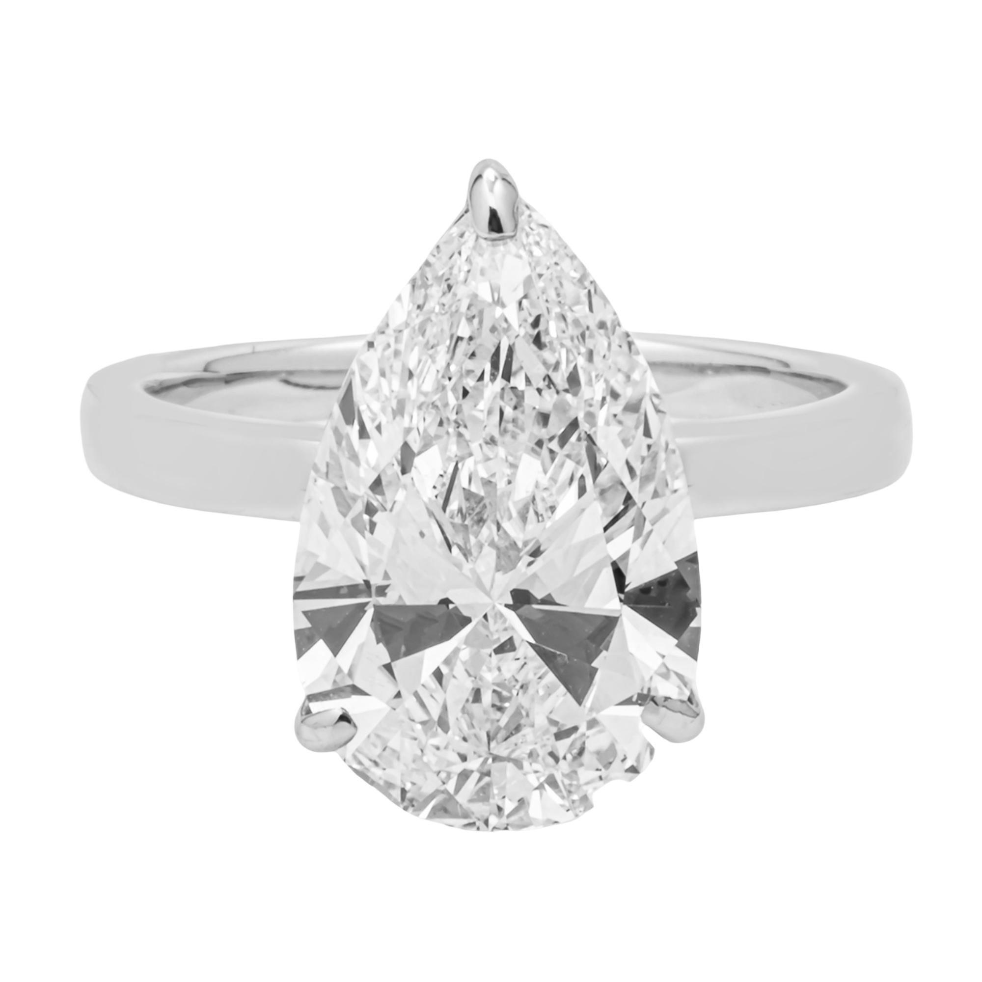 5 Carat Pear Lab Grown Diamond Solitaire Engagement Ring – 18K White Gold