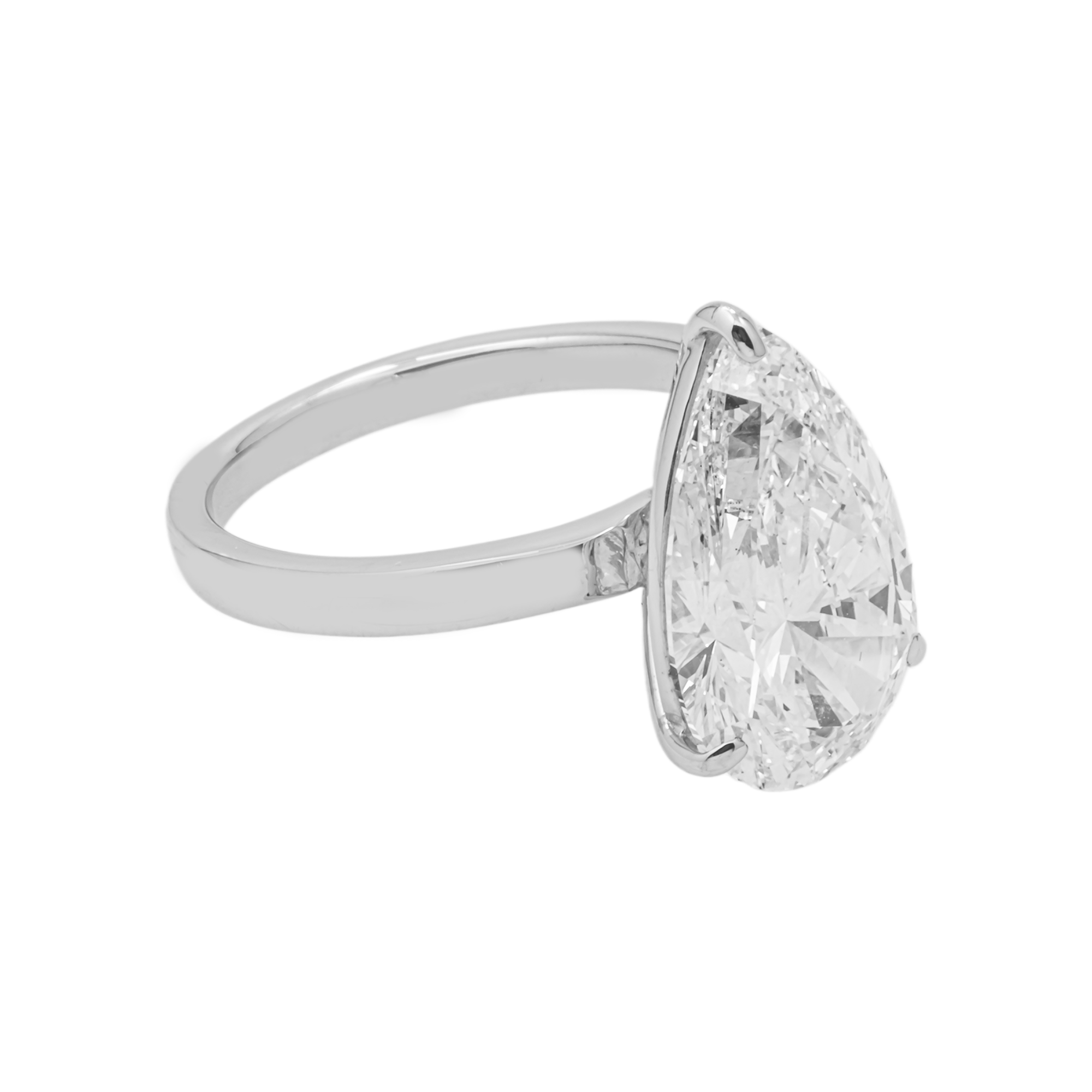 5 Carat Pear Lab Grown Diamond Solitaire Engagement Ring – 18K White Gold