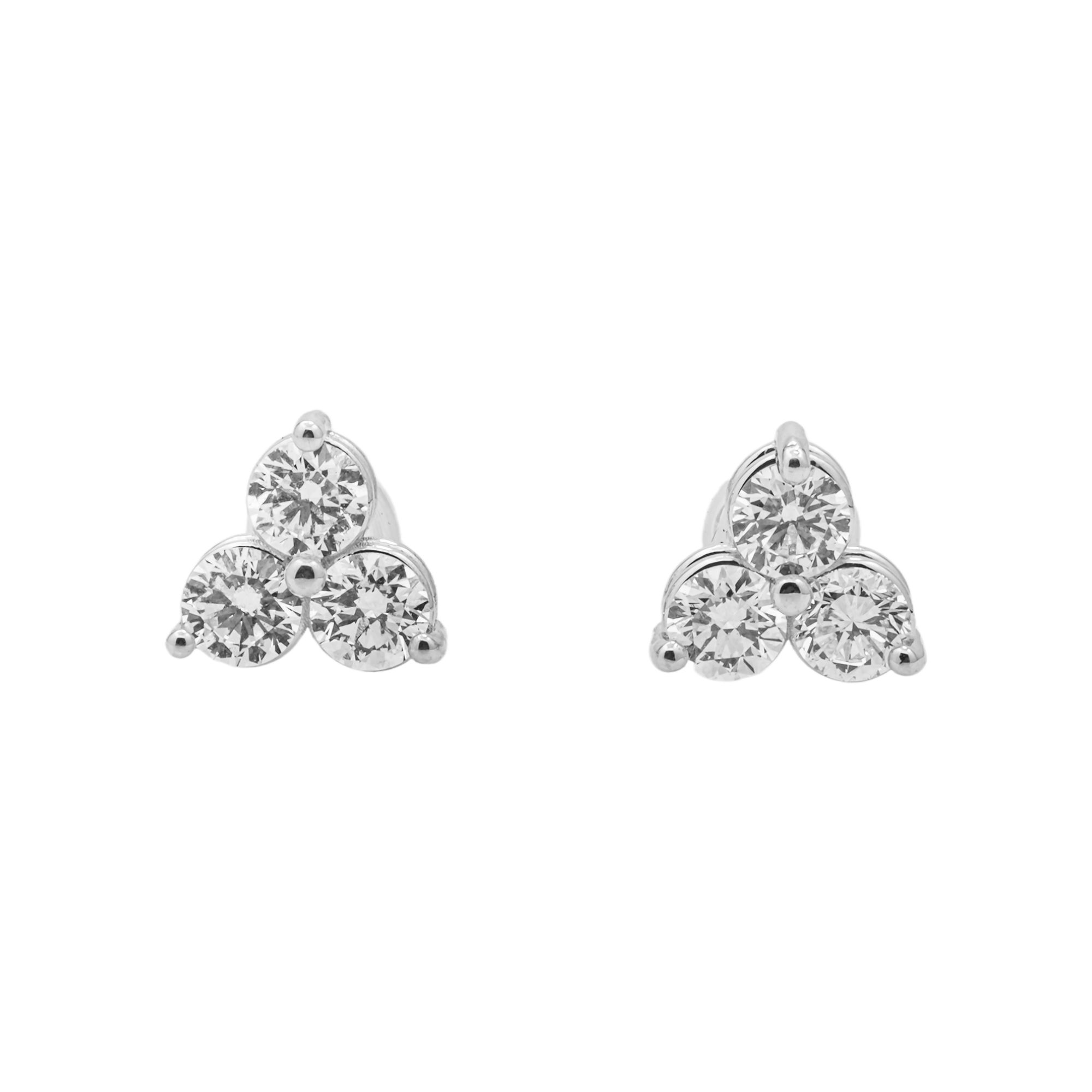 1.50 Carat Round Lab Grown Diamond Cluster Stud Earrings – 18K White Gold