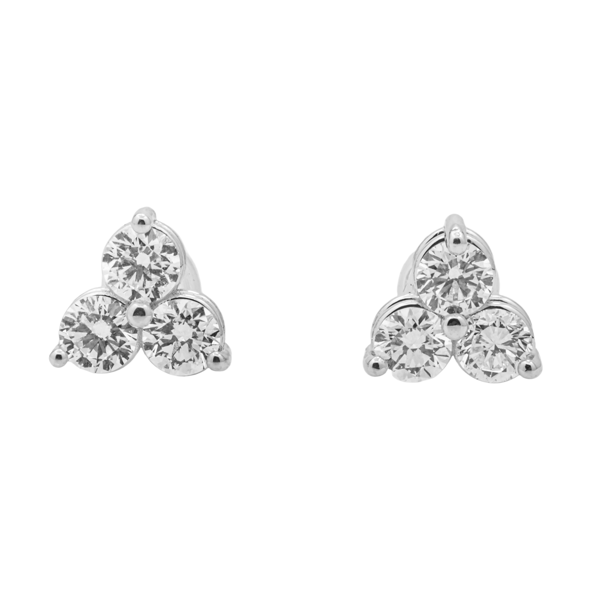 1.50 Carat Round Lab Grown Diamond Cluster Stud Earrings – 18K White Gold