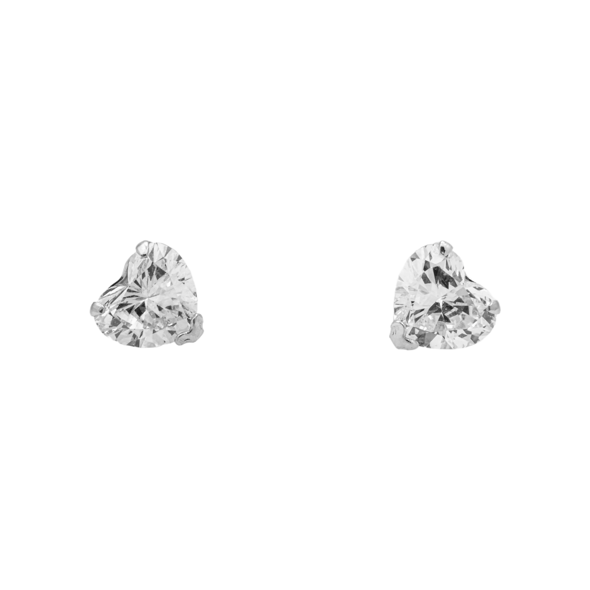 Heart Shape Lab Grown Diamond Stud Earrings – 1 Carat Total, 18K White Gold