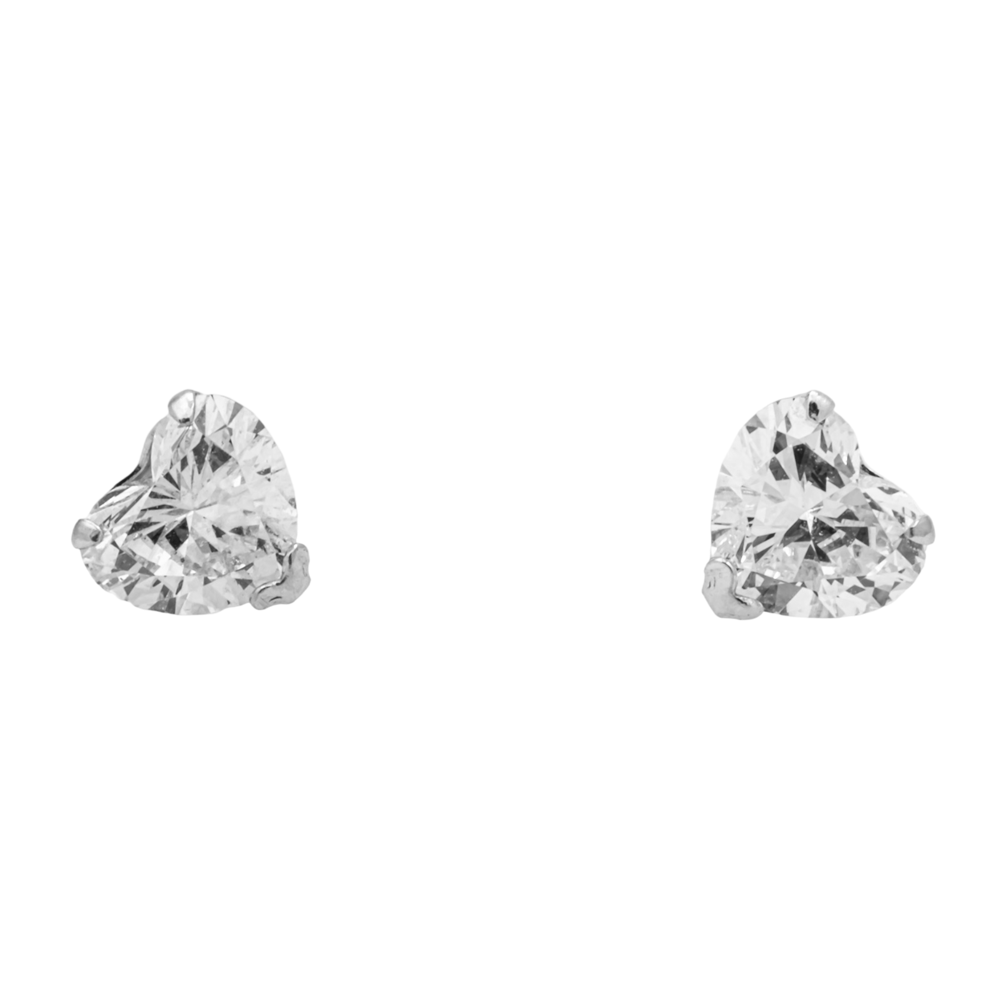 Heart Shape Lab Grown Diamond Stud Earrings – 1 Carat Total, 18K White Gold