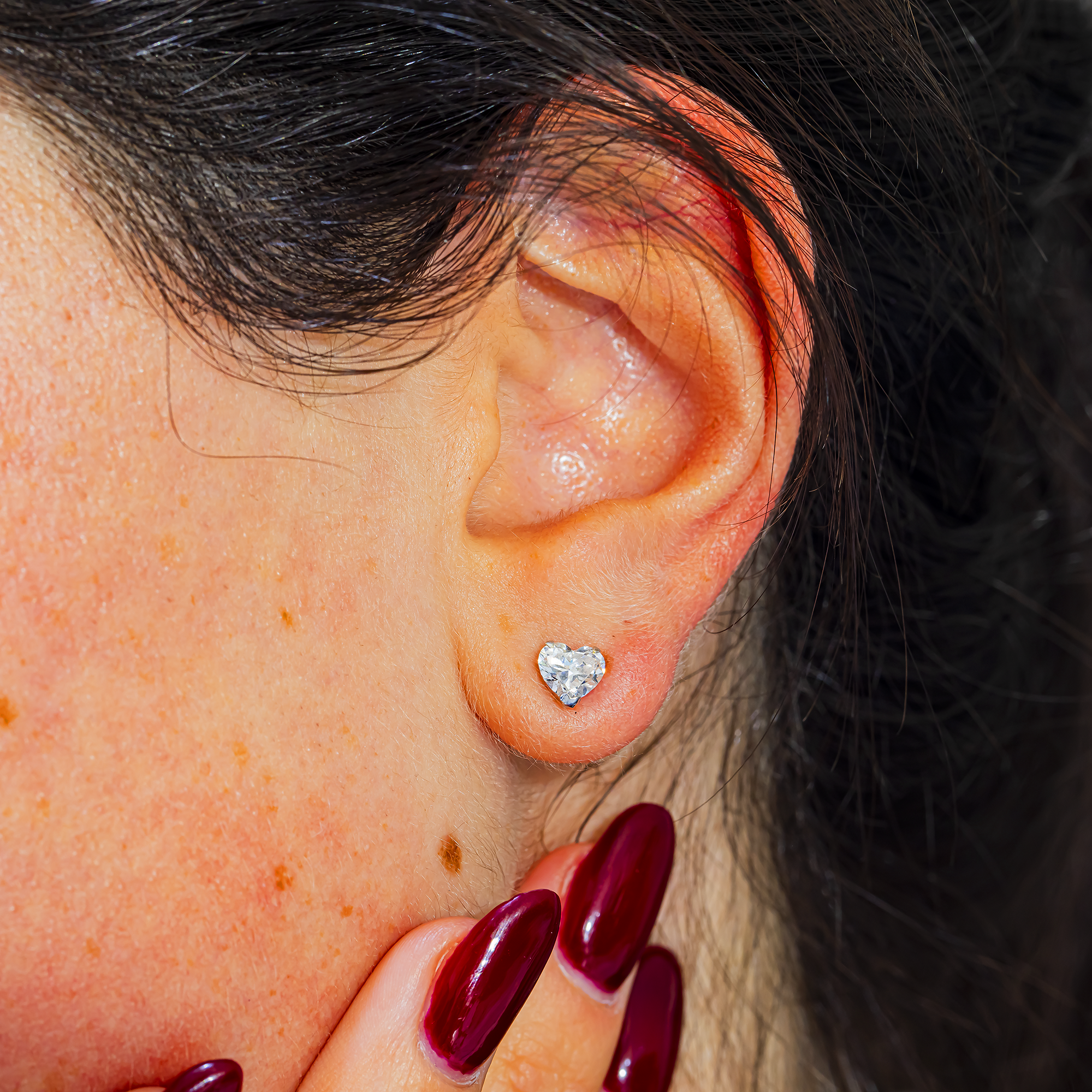 Heart Shape Lab Grown Diamond Stud Earrings – 1 Carat Total, 18K White Gold