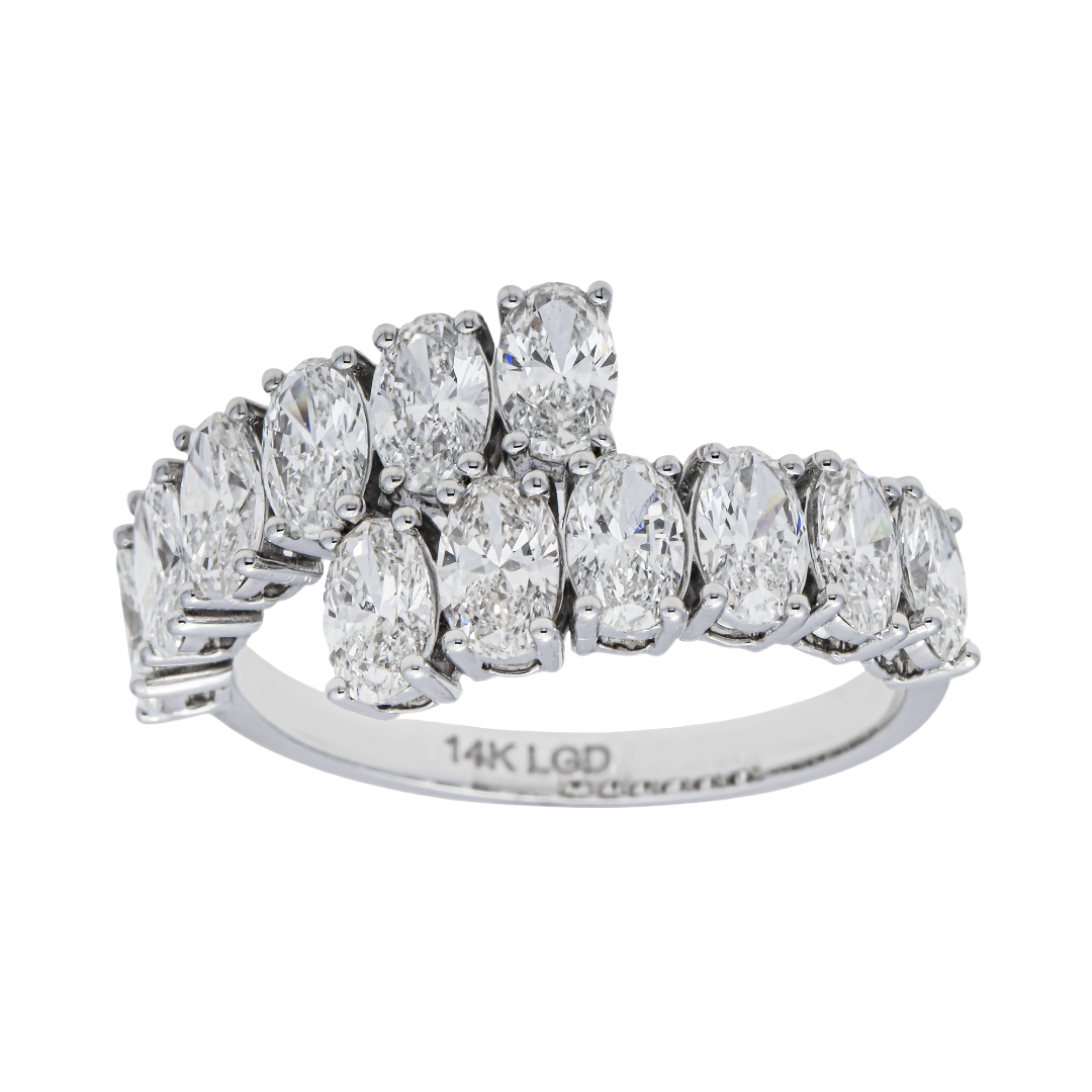 Prong-Set Marquise Lab Diamond Band in 14K White Gold