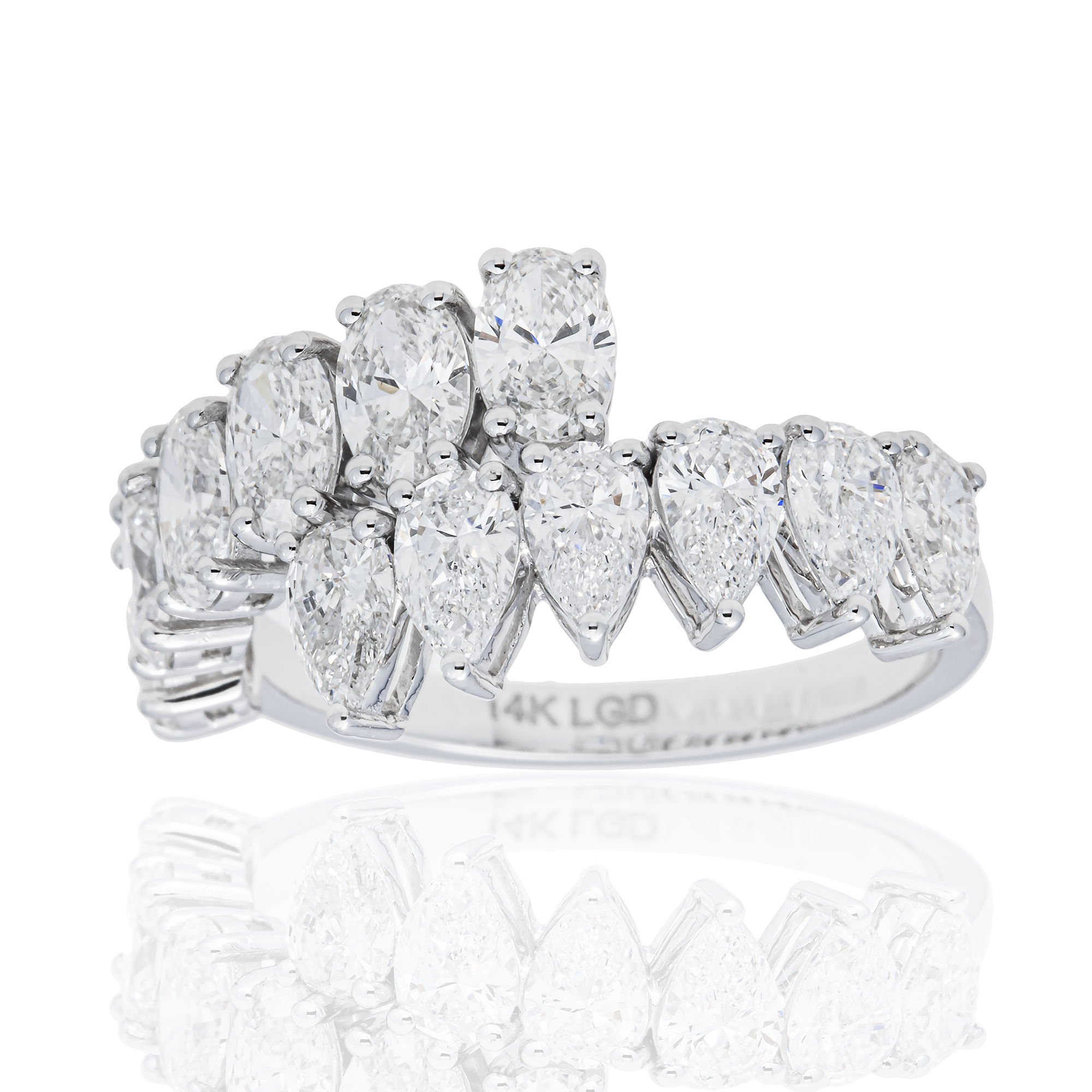Prong-Set Pear Shape Lab Diamond Ring – 14K White Gold