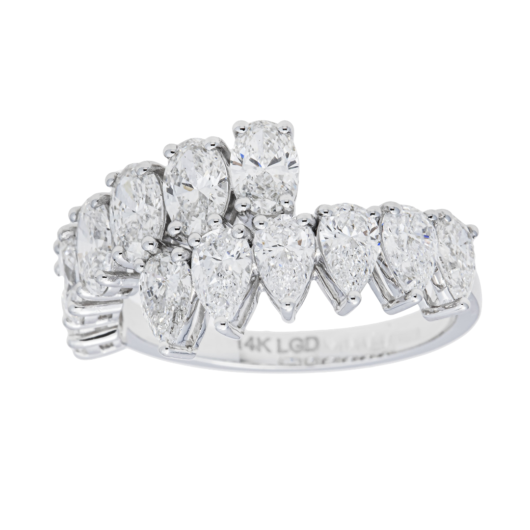Prong-Set Pear Shape Lab Diamond Ring – 14K White Gold