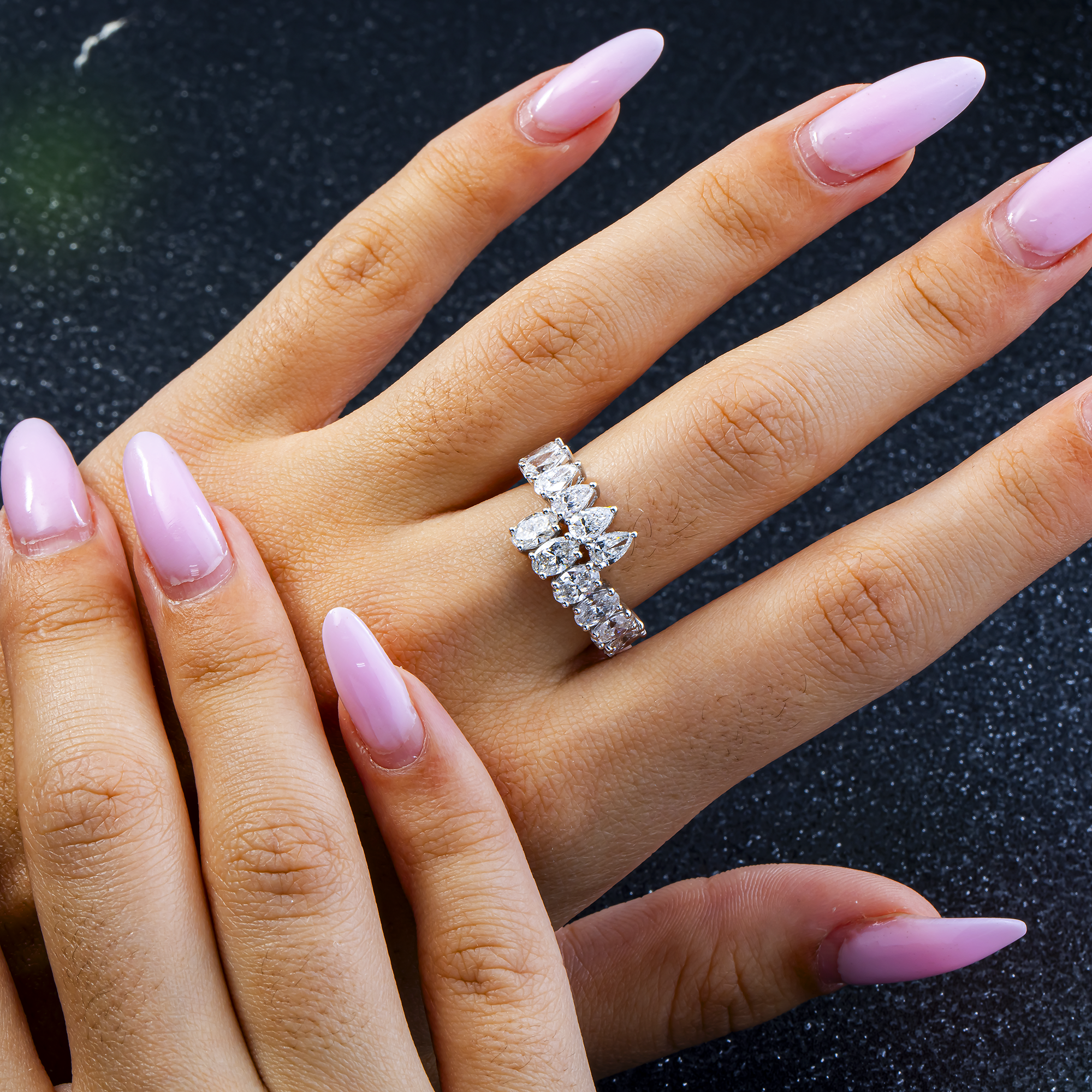 Prong-Set Pear Shape Lab Diamond Ring – 14K White Gold
