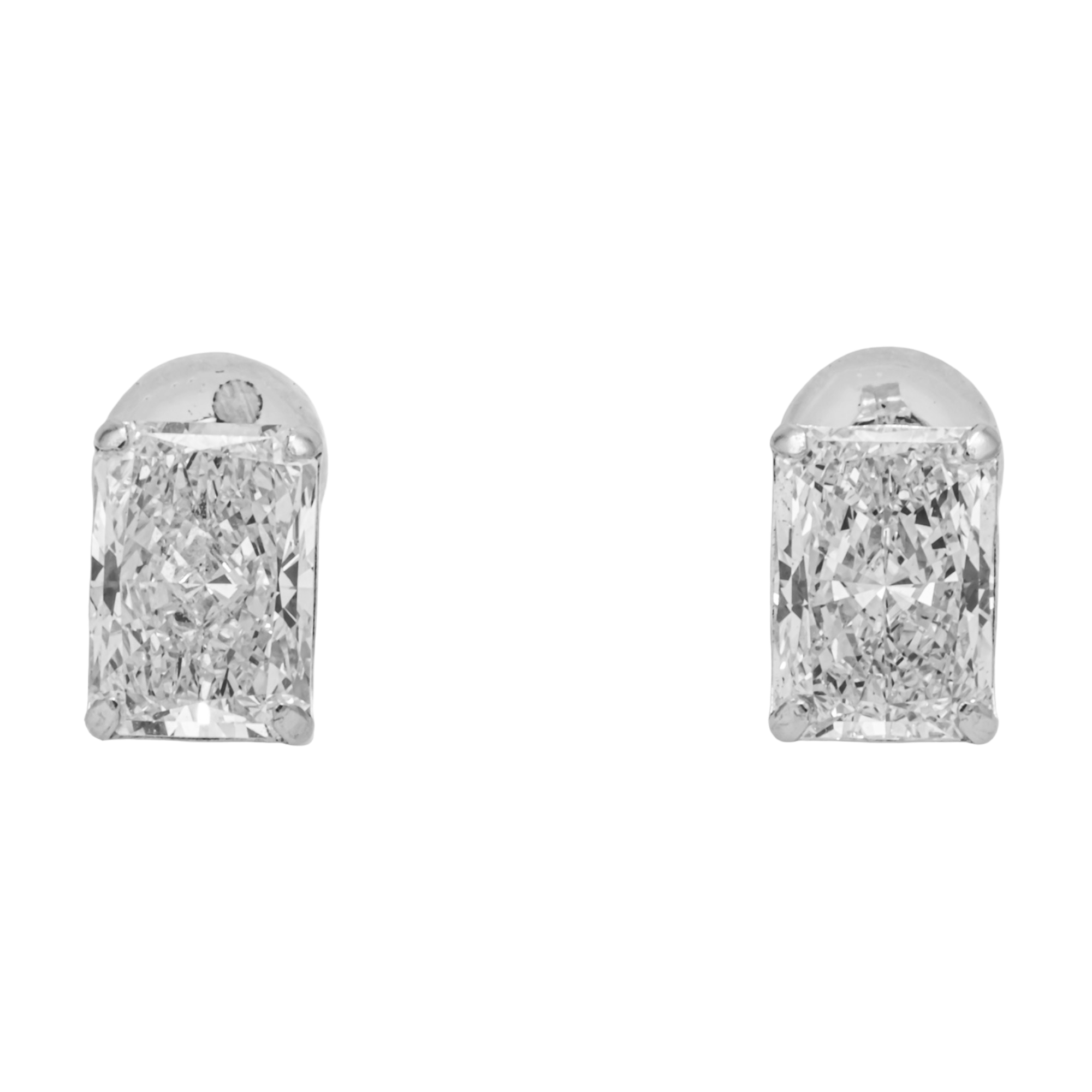 2 Carat Radiant Cut Lab Diamond Solitaire Stud Earrings – 18K White Gold