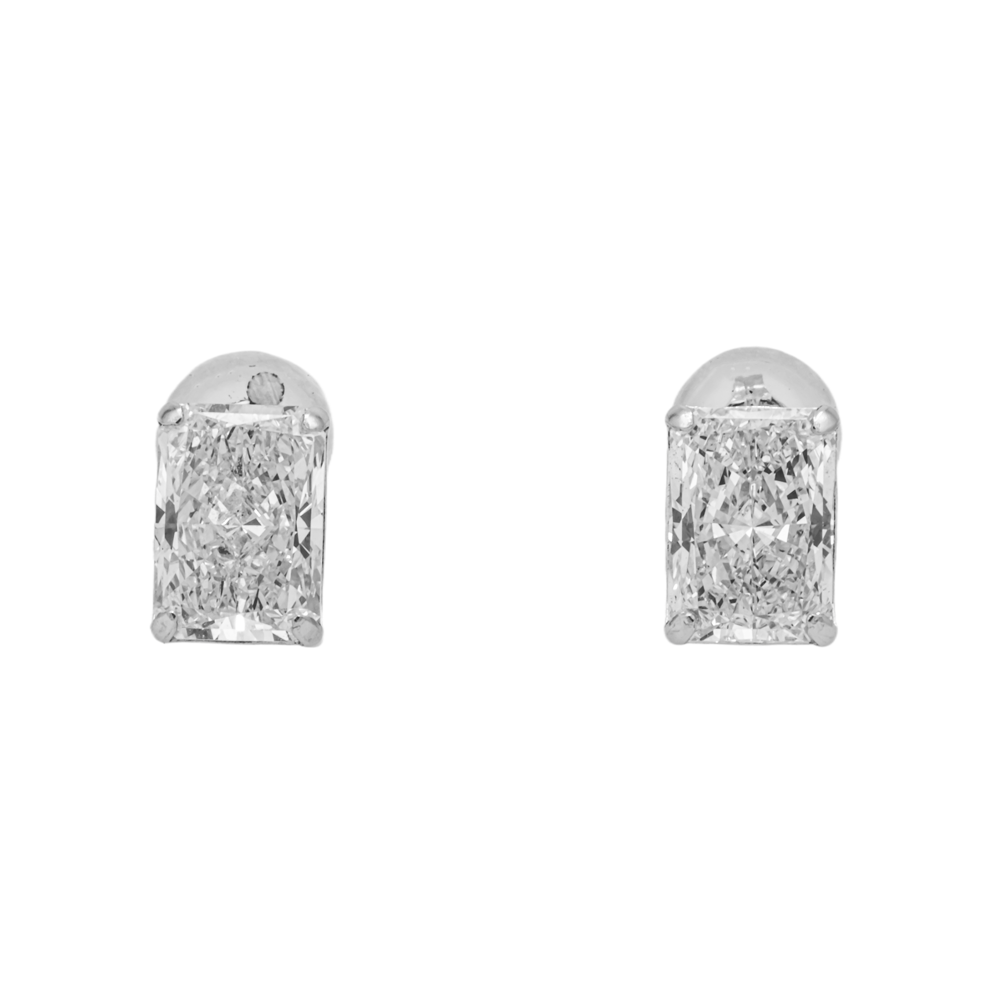2 Carat Radiant Cut Lab Diamond Solitaire Stud Earrings – 18K White Gold