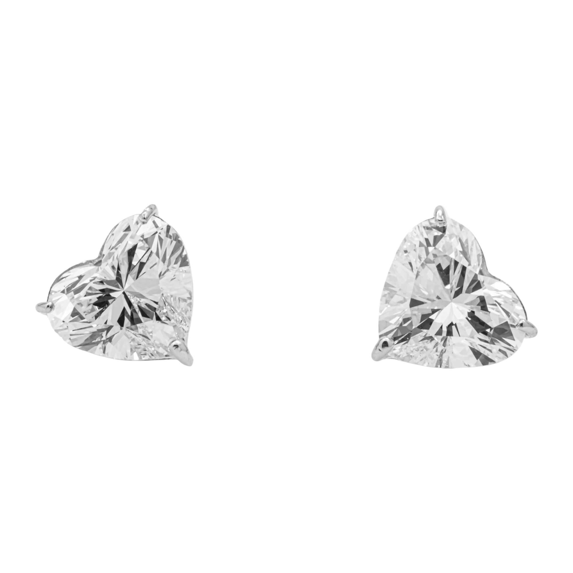 Heart Shape Lab Grown Diamond Stud Earrings – 3.00 Carats Total, 18K White Gold