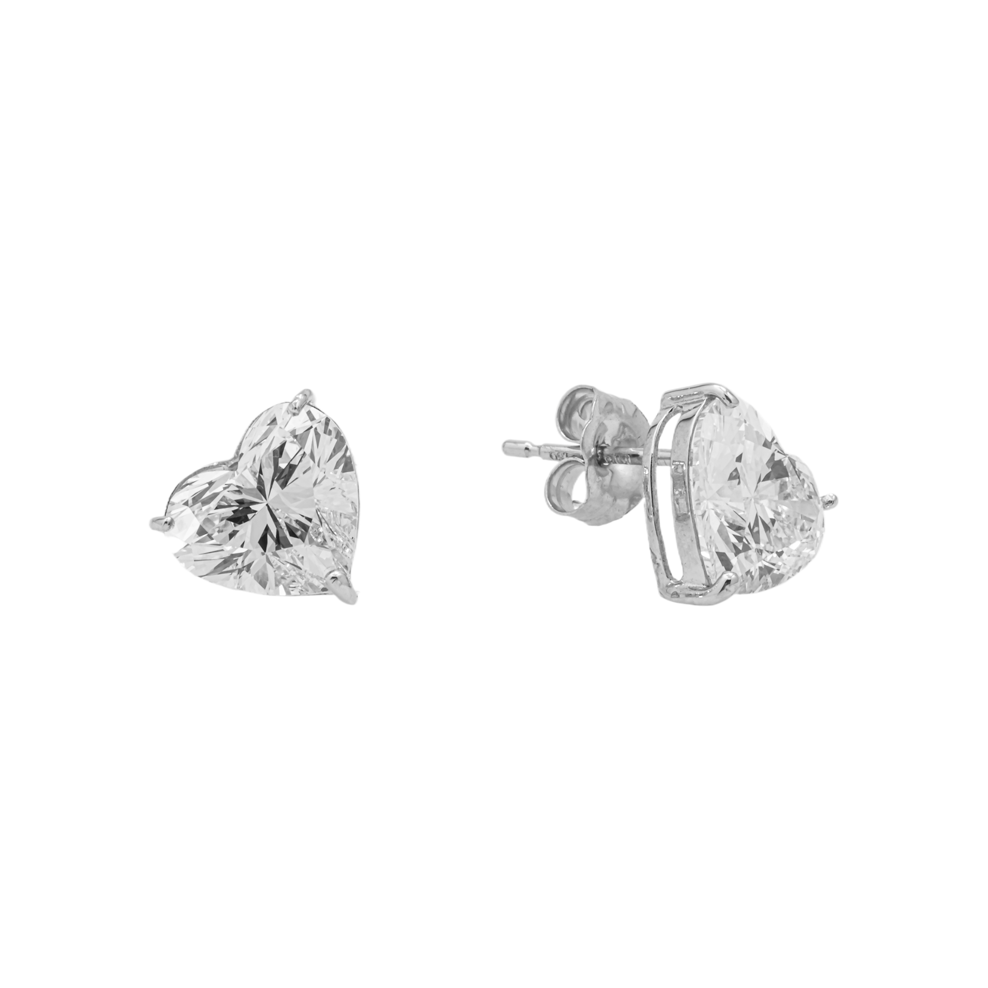 Heart Shape Lab Grown Diamond Stud Earrings – 3.00 Carats Total, 18K White Gold
