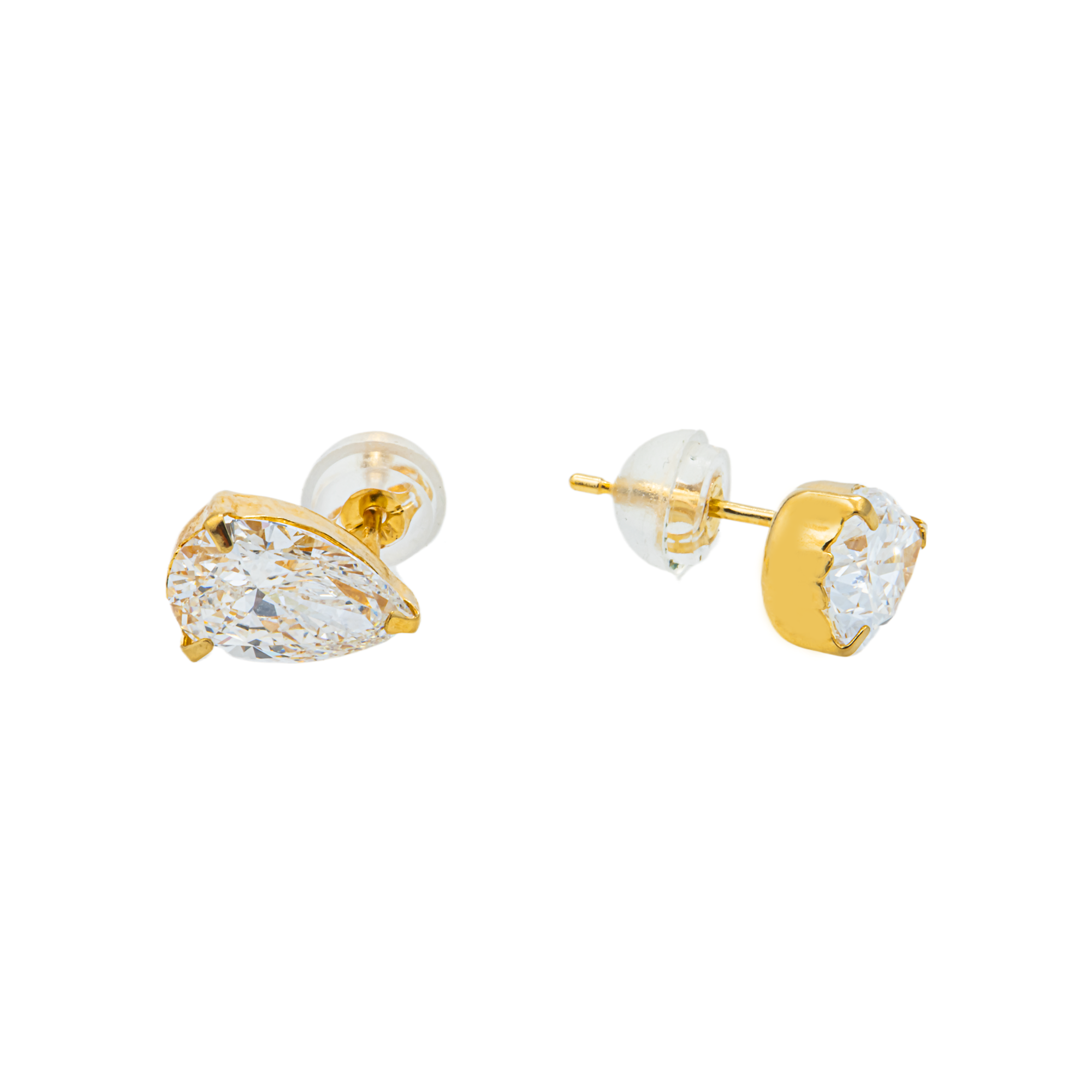 Pear Shaped Diamond Stud Earrings – 2.00 Carats Total, 18K Yellow Gold, Lab Grown
