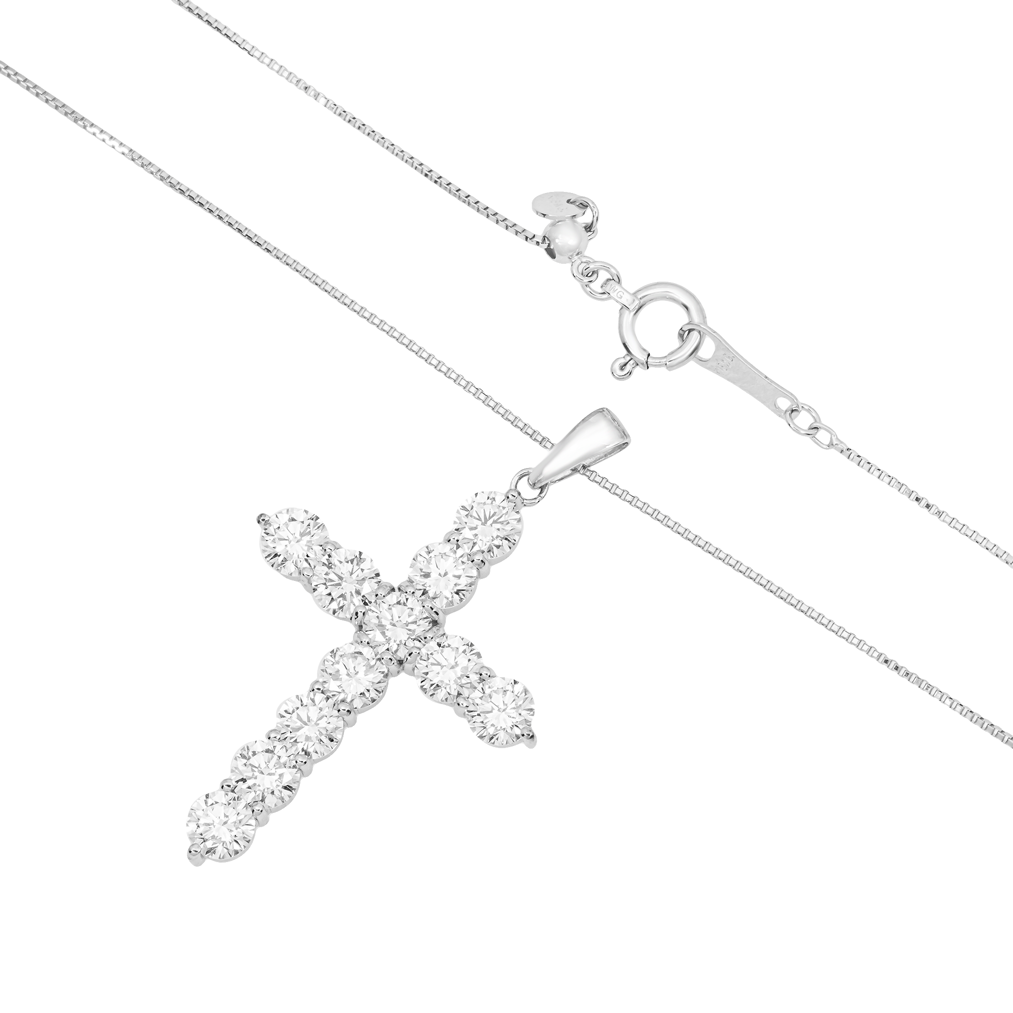 Diamond Cross Pendant Necklace – 2.00 Carat Total, 18K White Gold, Lab Grown Diamonds