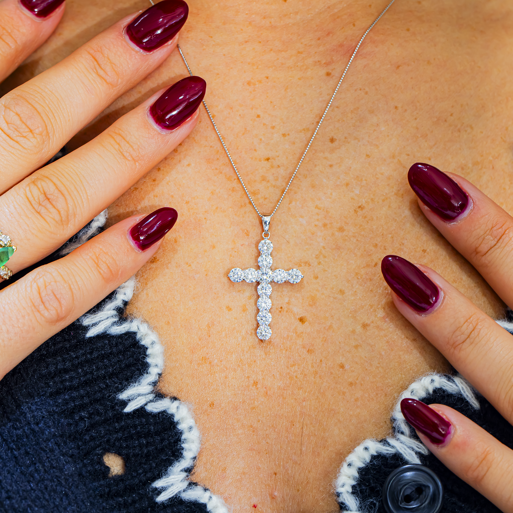 Diamond Cross Pendant Necklace – 2.00 Carat Total, 18K White Gold, Lab Grown Diamonds