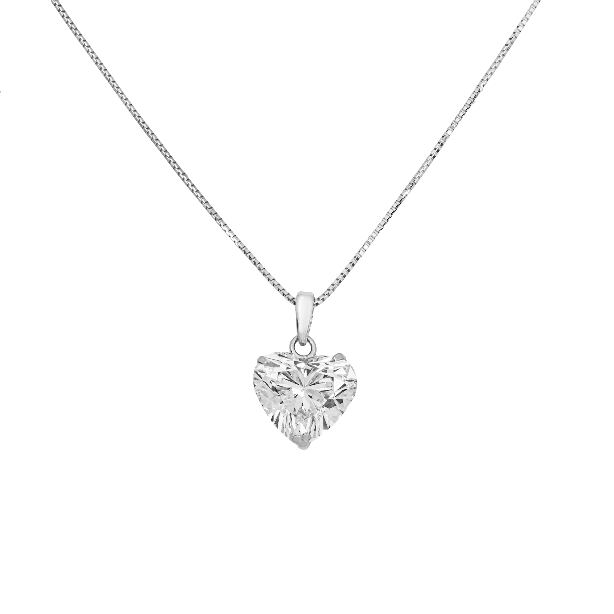 Heart Diamond Pendant Necklace – 2.00 Carat Lab Grown Diamond in 18K White Gold