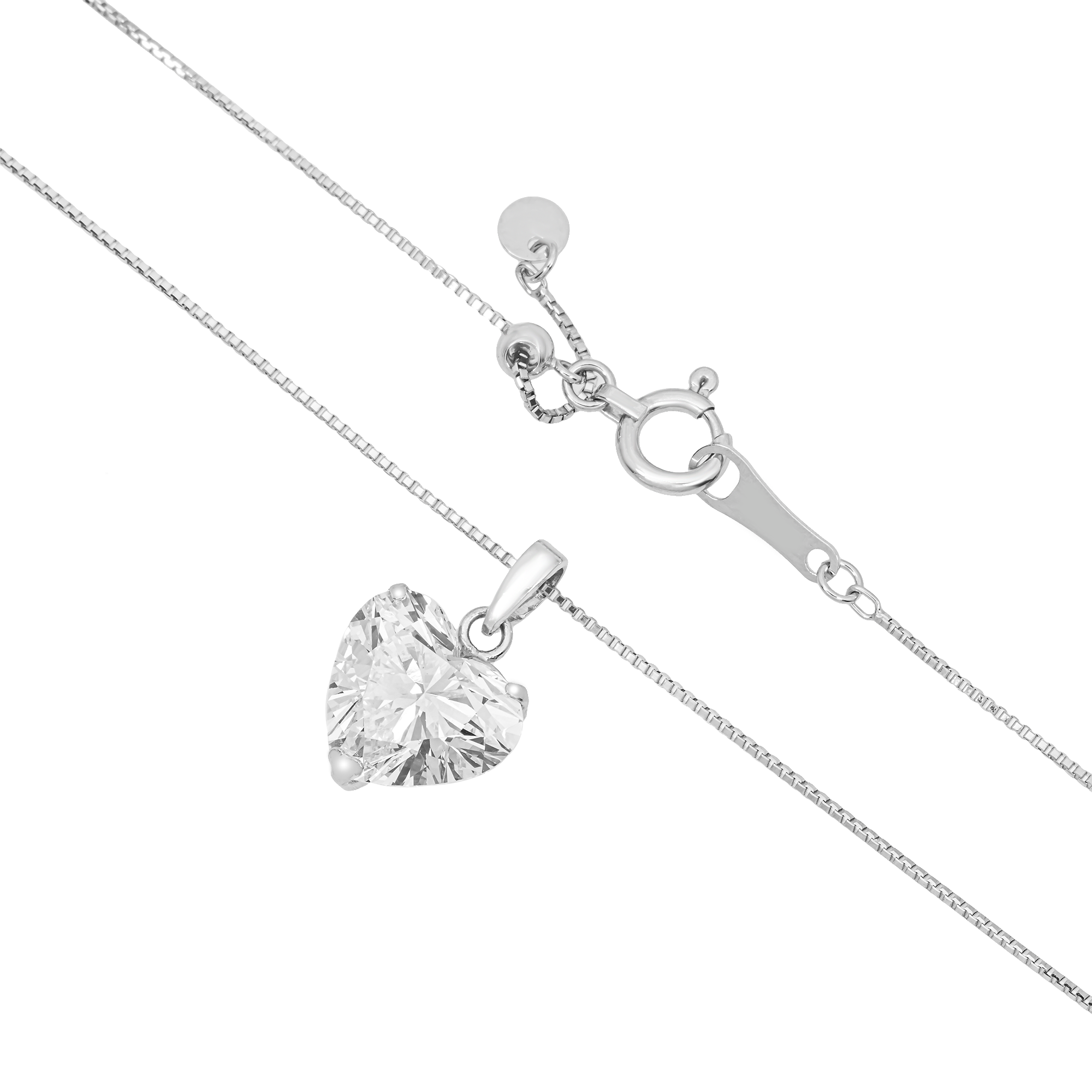 Heart Diamond Pendant Necklace – 2.00 Carat Lab Grown Diamond in 18K White Gold