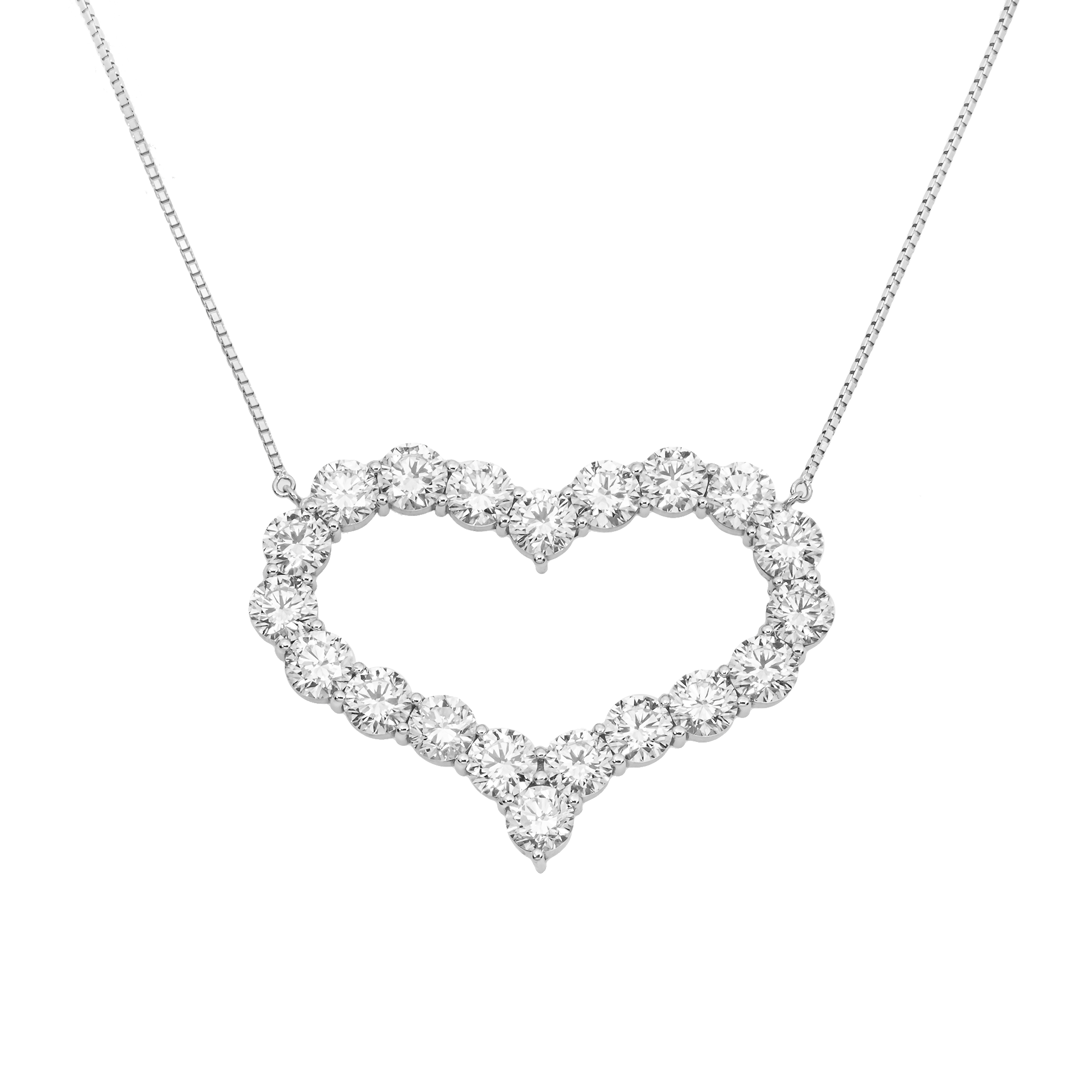 5.00 Carat Lab Grown Heart Diamond Halo Necklace in 18K White Gold