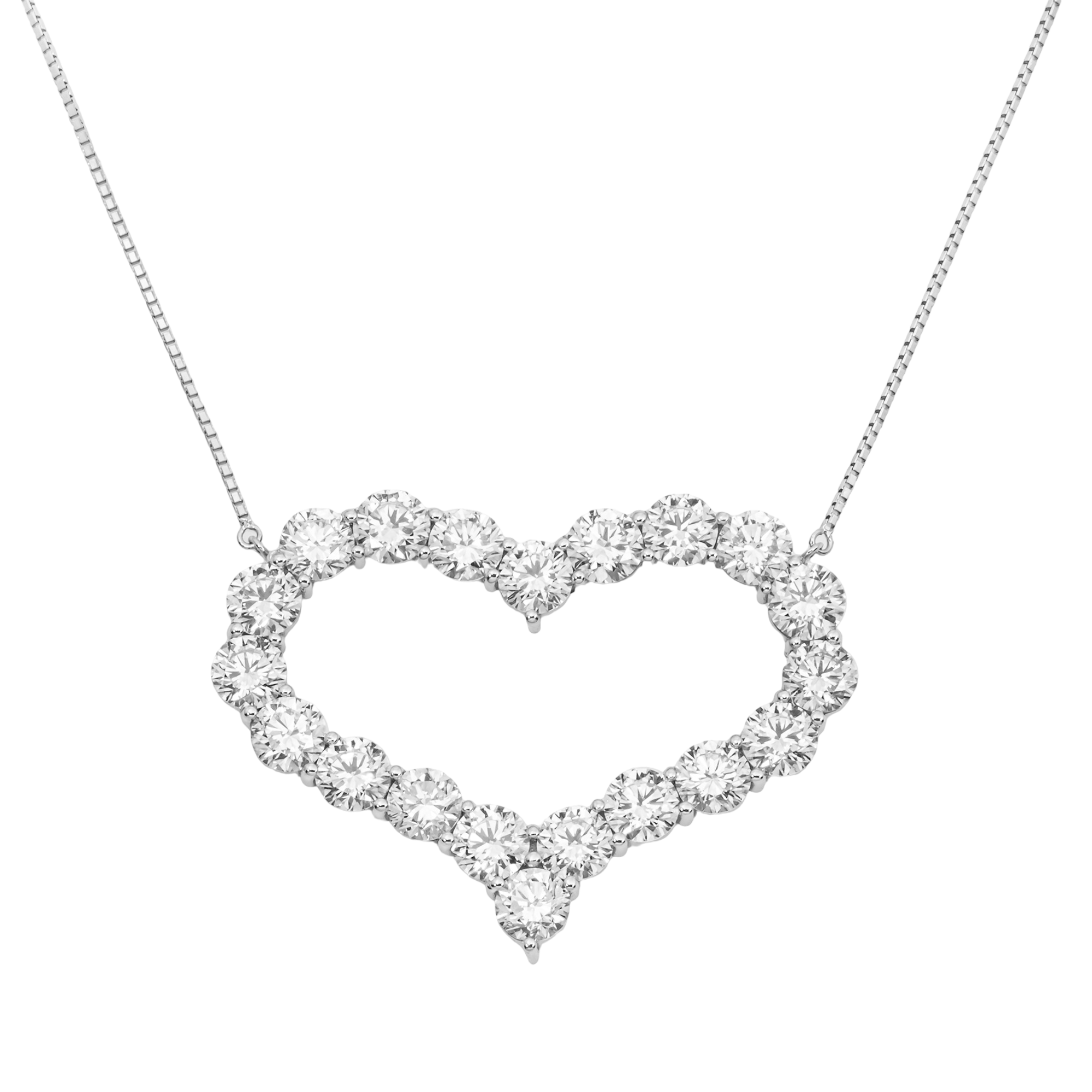 5.00 Carat Lab Grown Heart Diamond Halo Necklace in 18K White Gold