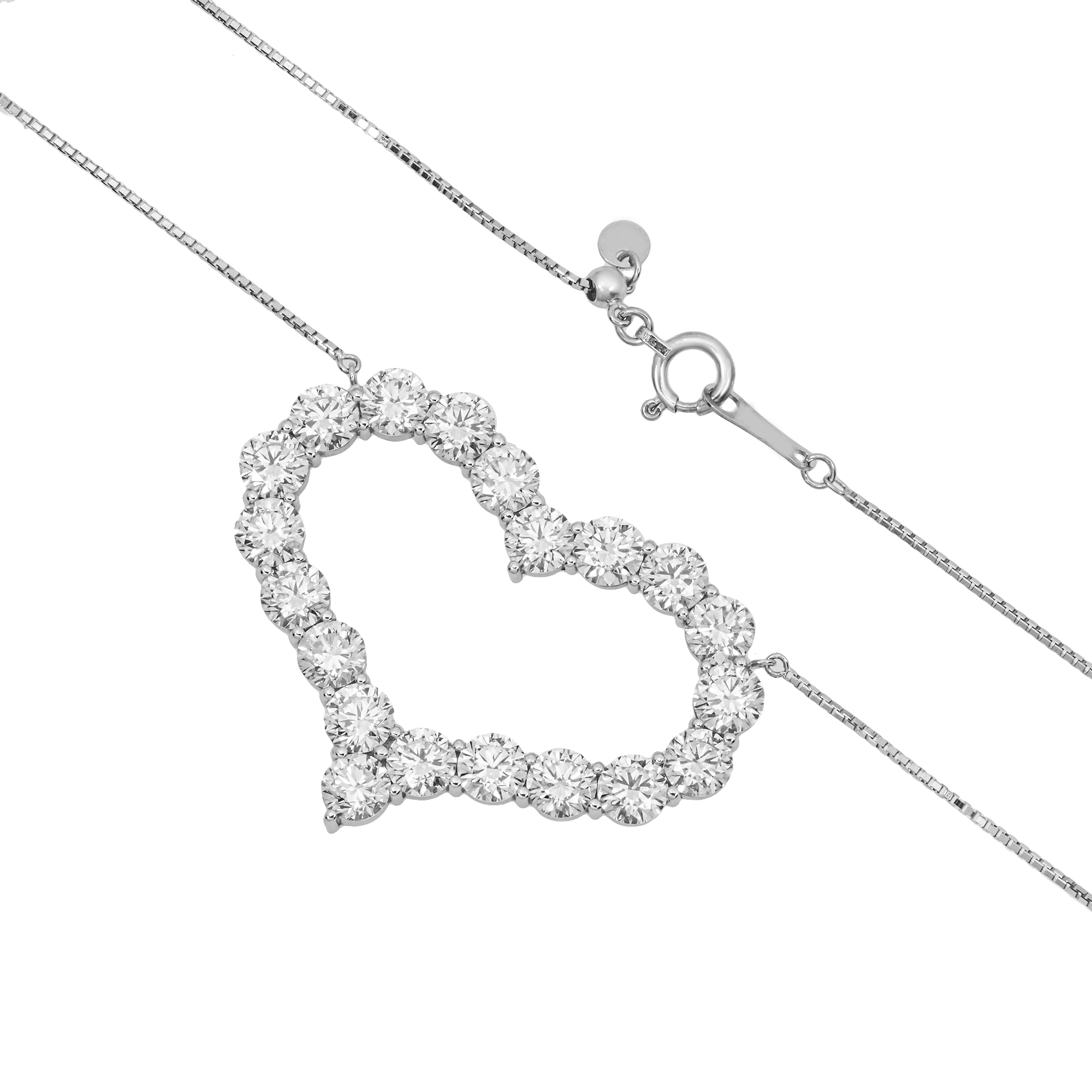 5.00 Carat Lab Grown Heart Diamond Halo Necklace in 18K White Gold