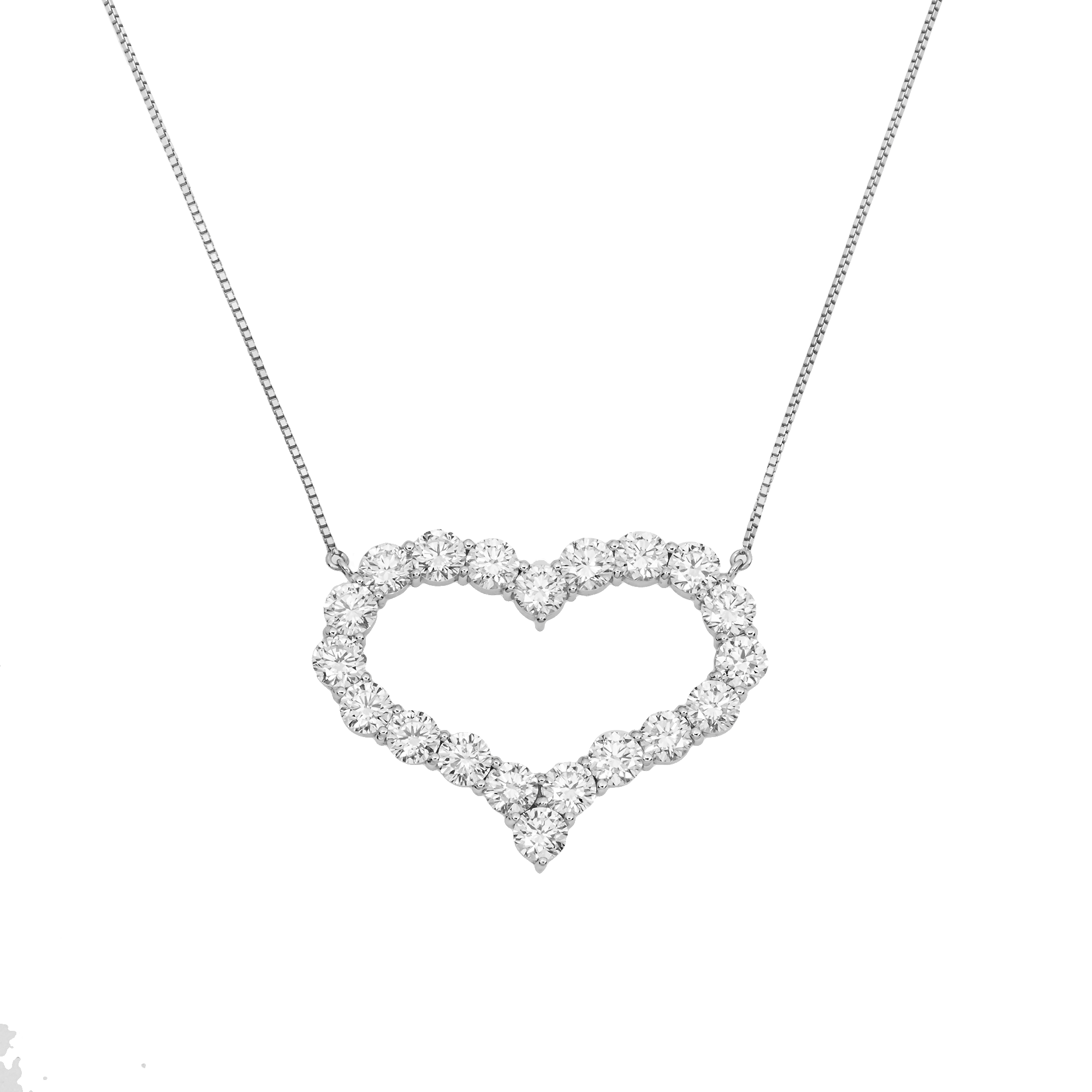 3 Carat Lab Grown Heart Diamond Halo Necklace in 18K White Gold