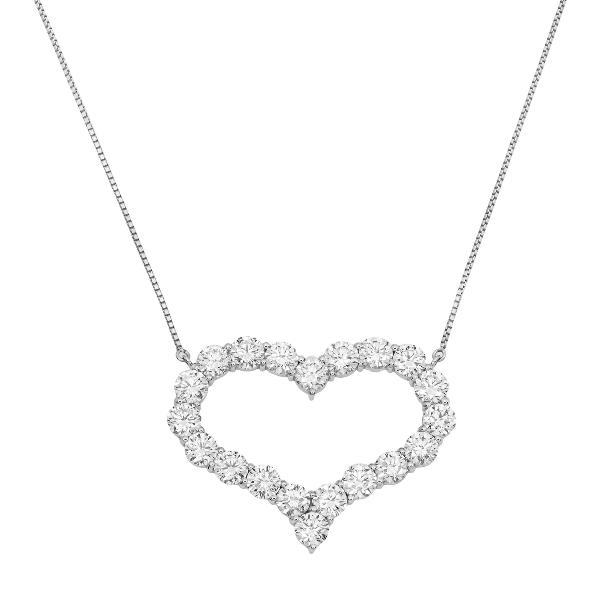 3 Carat Lab Grown Heart Diamond Halo Necklace in 18K White Gold