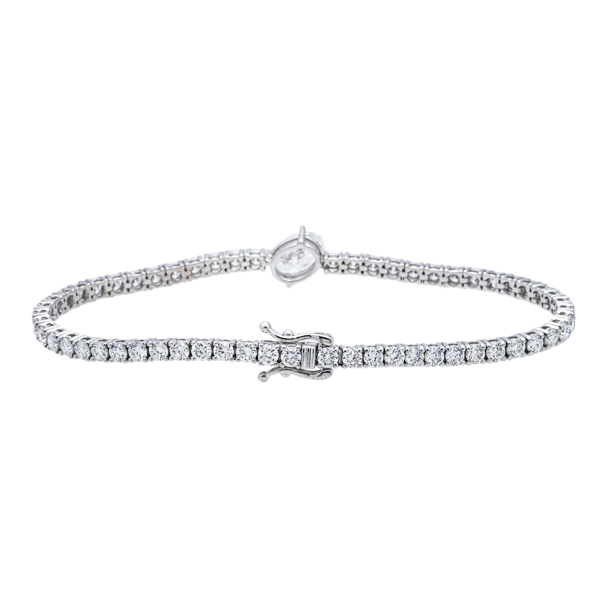 14K White Gold Oval Cut Lab Grown Diamond Center Tennis Bracelet
