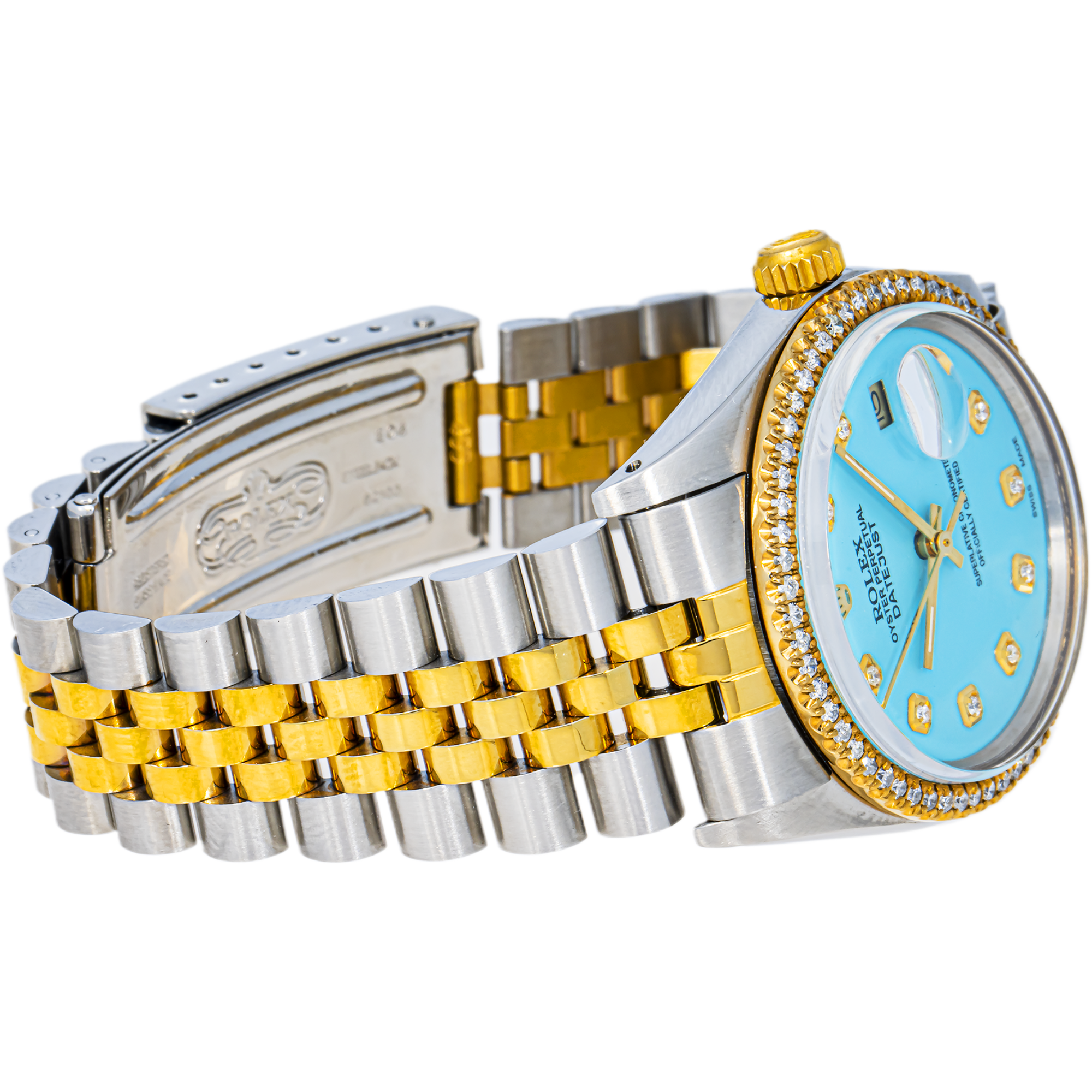ROLEX DATEJUST 16013 TURQUOISE DIAMOND INDEX DIAL DIAMOND BEZEL