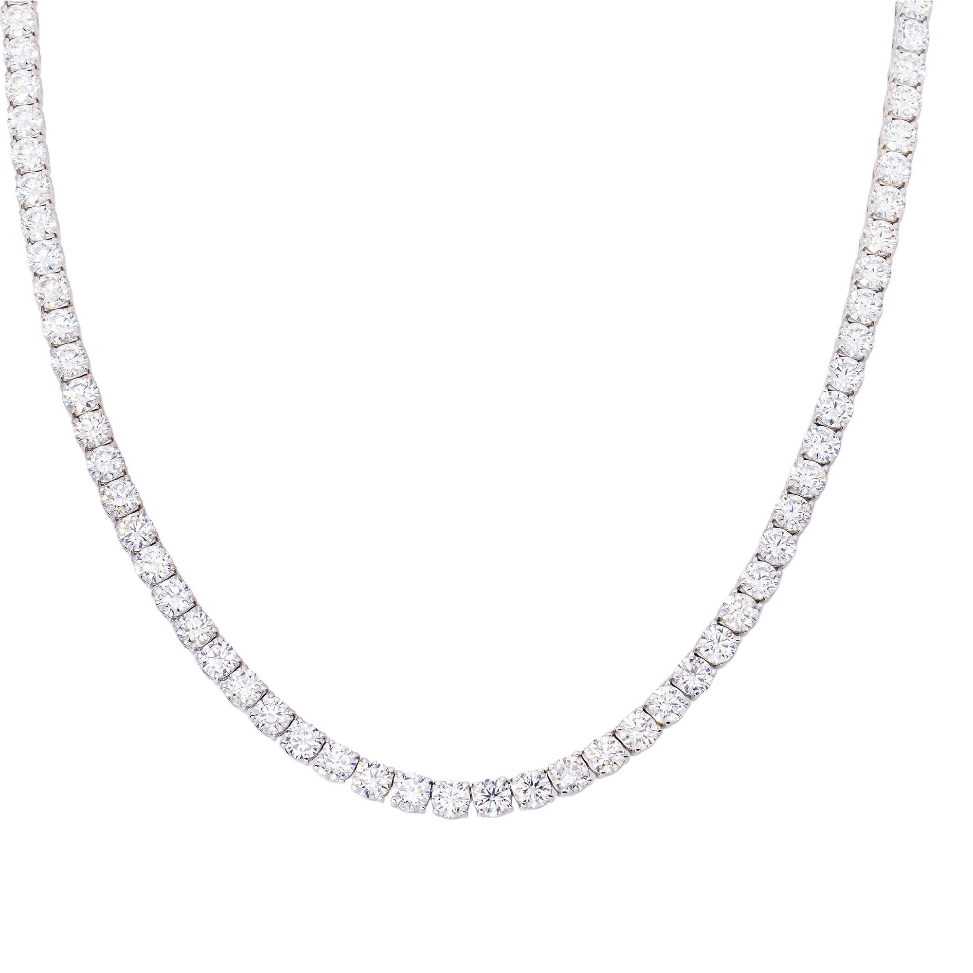 44.79 Carat Round Brilliant Lab Diamond Tennis Necklace – 14K White Gold