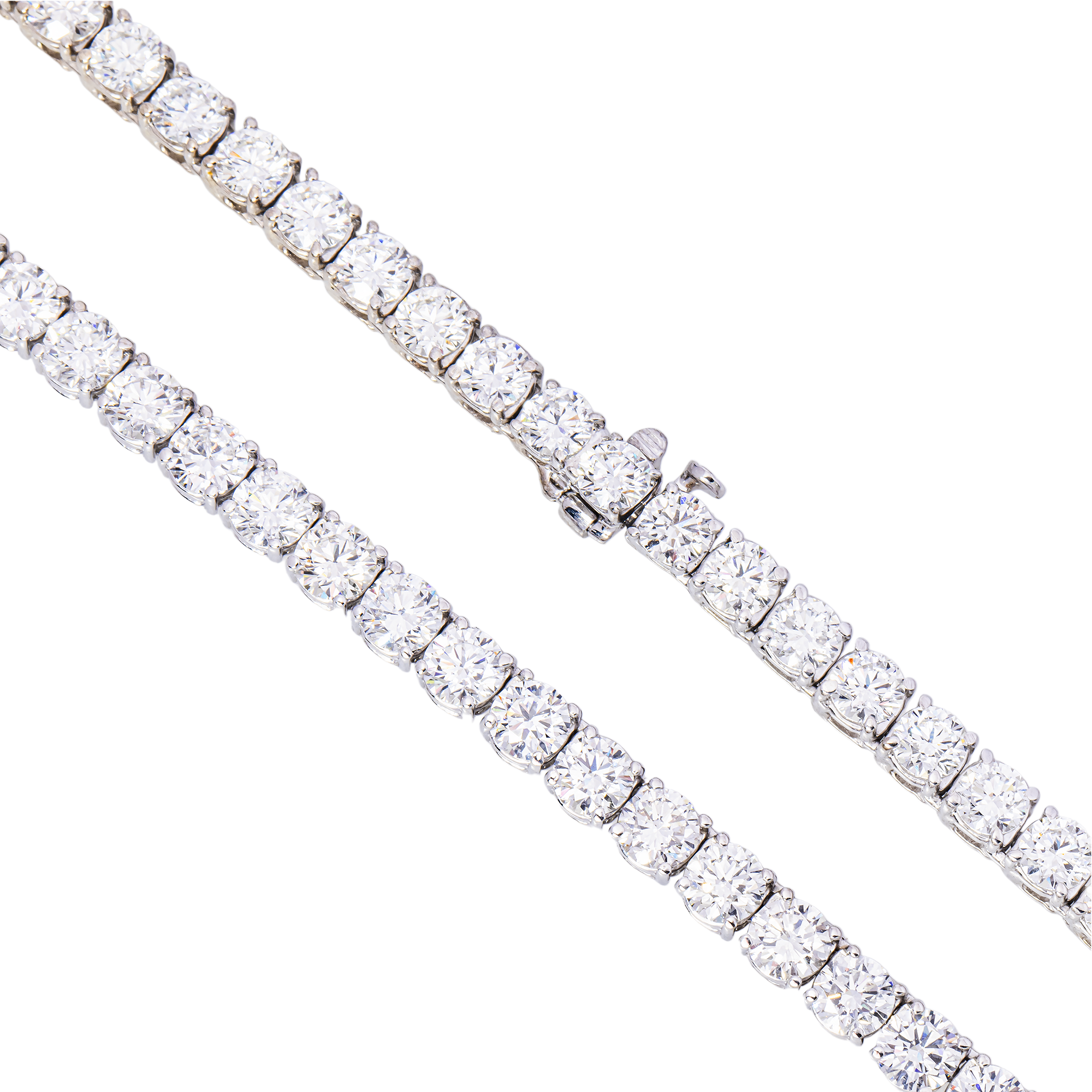 44.79 Carat Round Brilliant Lab Diamond Tennis Necklace – 14K White Gold