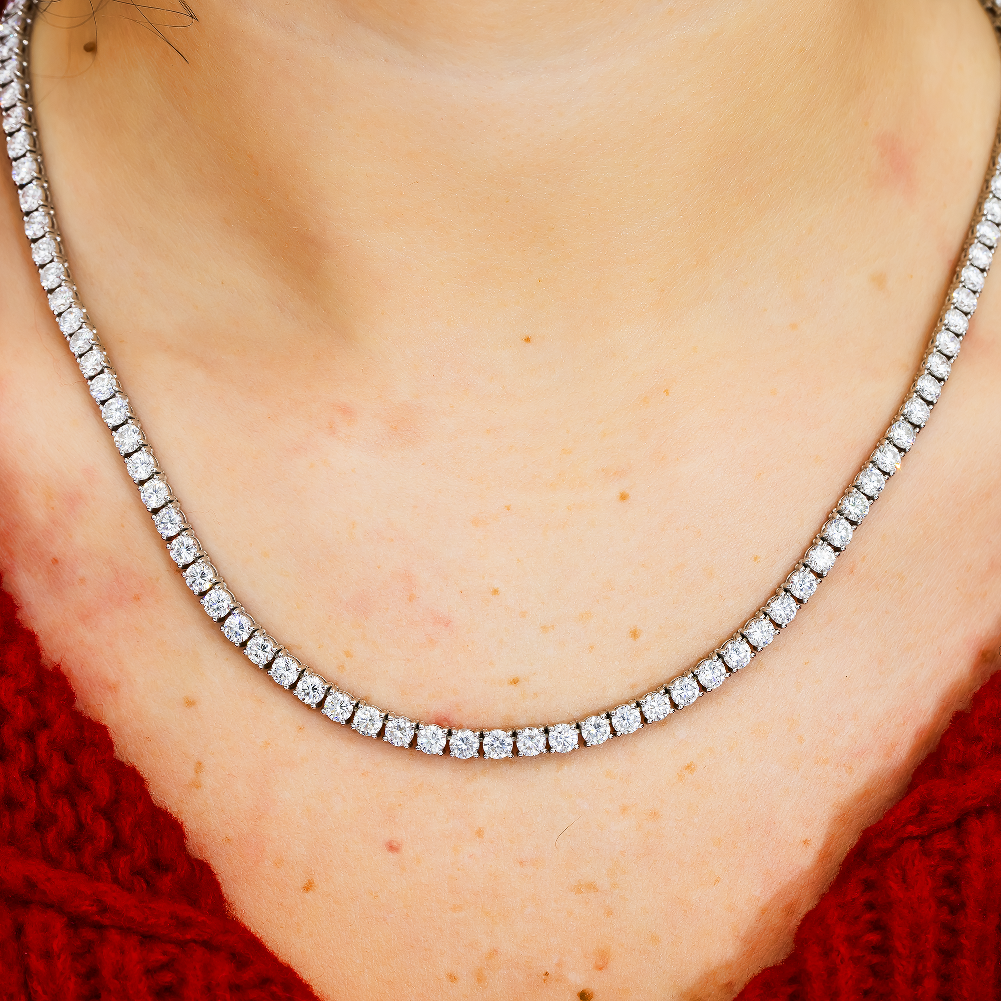 44.79 Carat Round Brilliant Lab Diamond Tennis Necklace – 14K White Gold