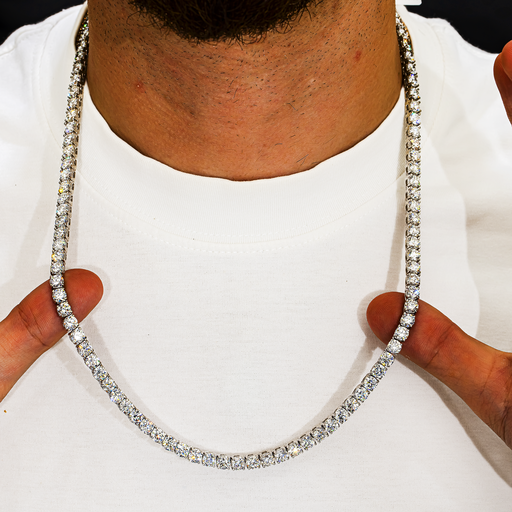 44.79 Carat Round Brilliant Lab Diamond Tennis Necklace – 14K White Gold