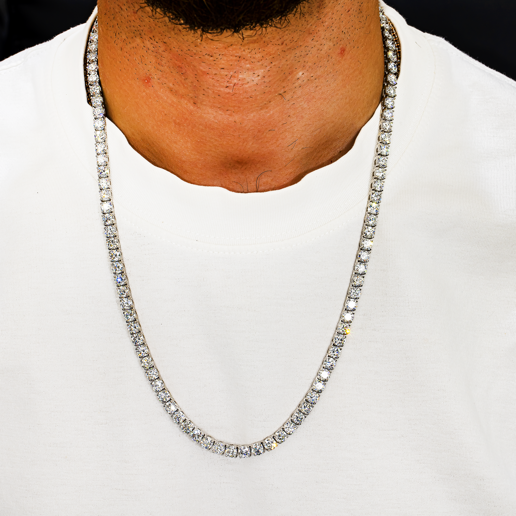 44.79 Carat Round Brilliant Lab Diamond Tennis Necklace – 14K White Gold