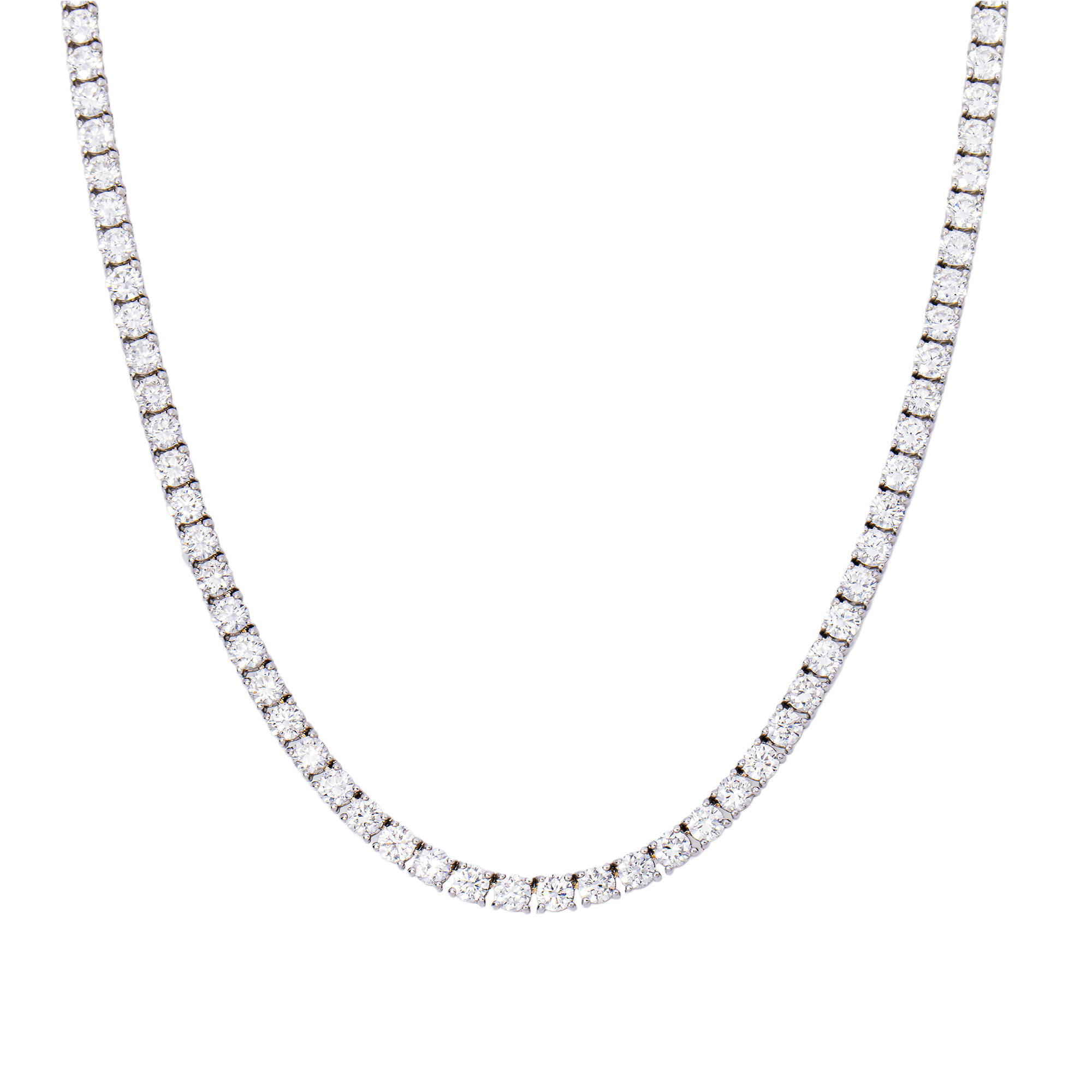 22 Carat Round Brilliant Lab Diamond Tennis Necklace – 14K White Gold