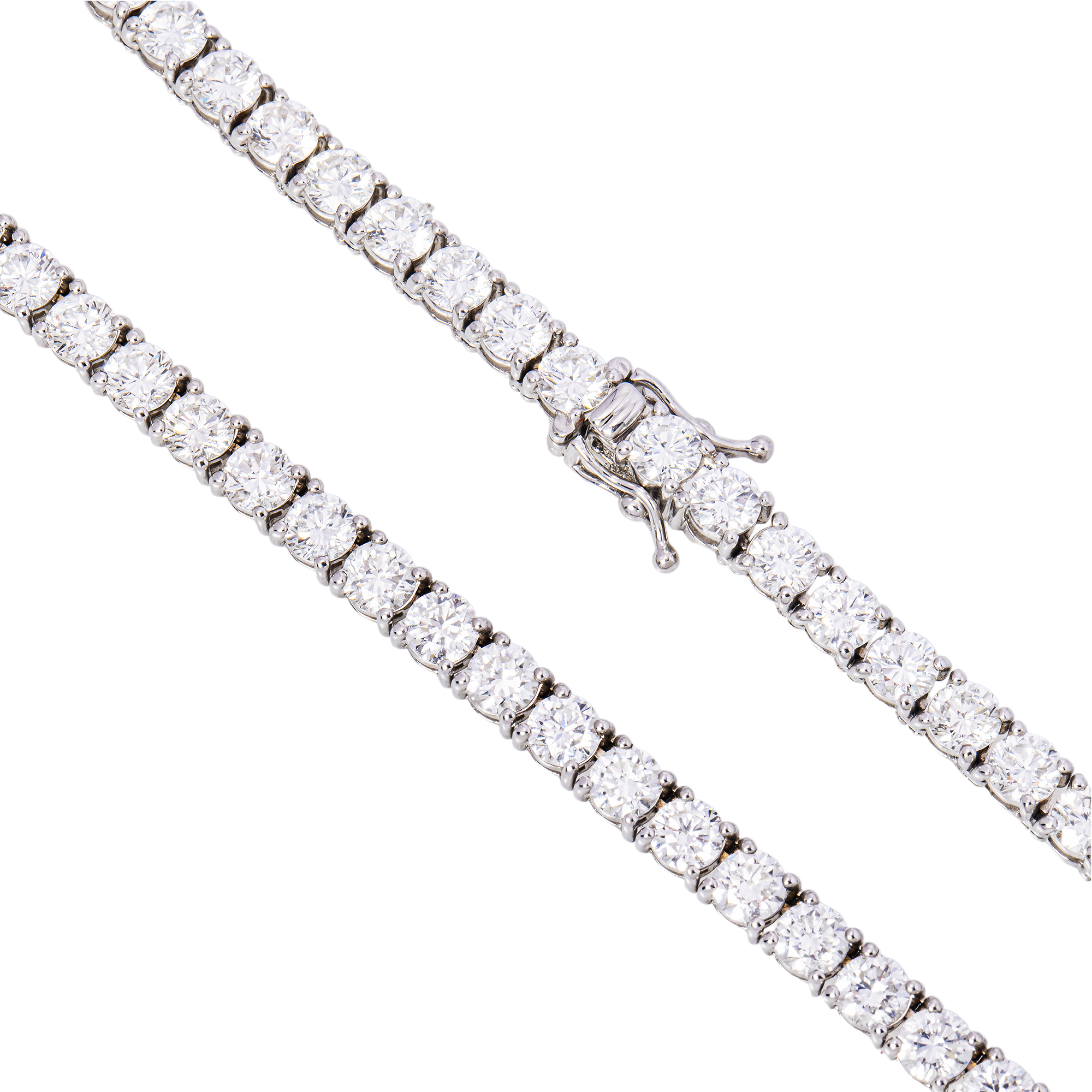 22 Carat Round Brilliant Lab Diamond Tennis Necklace – 14K White Gold