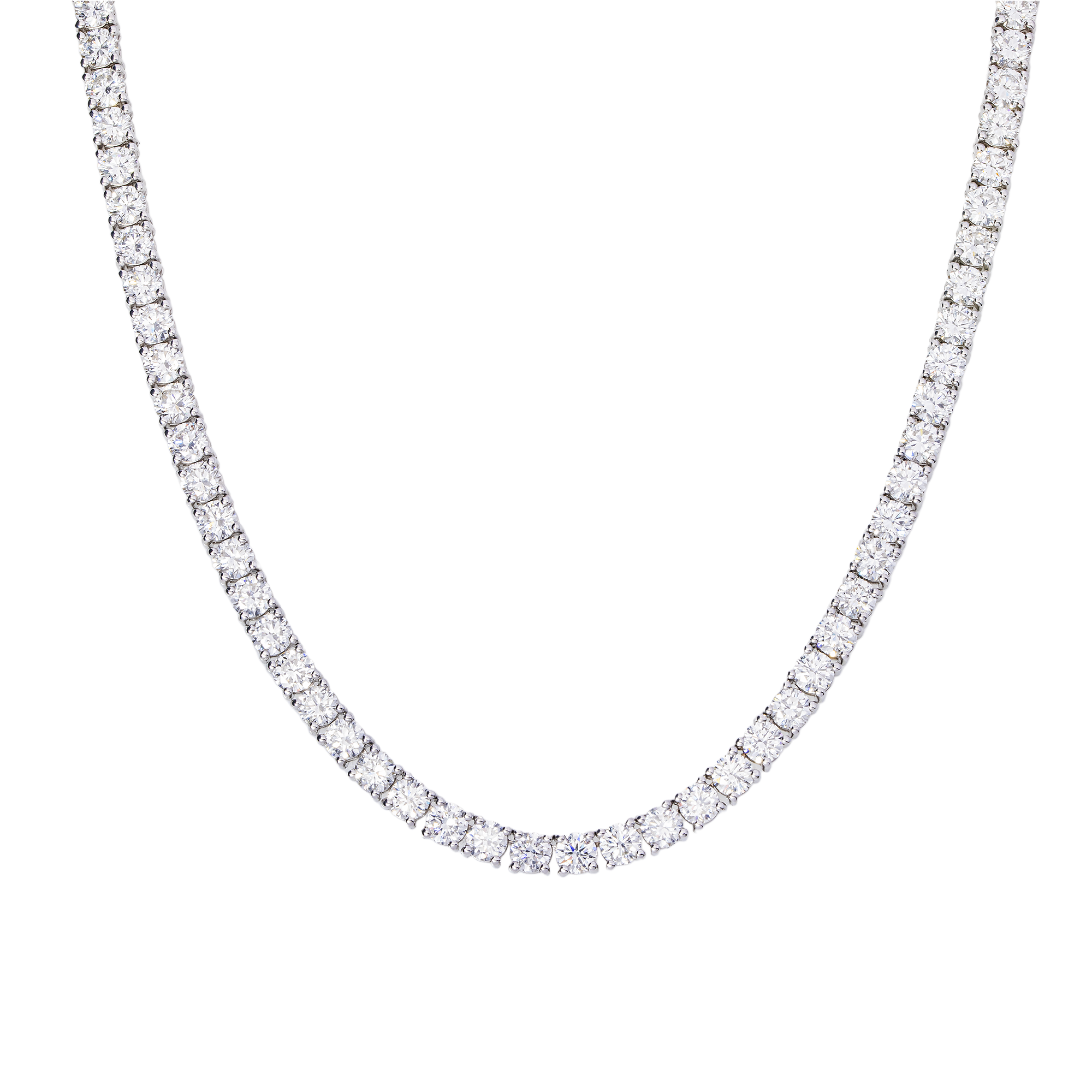 10.74 Carat Round Brilliant Lab Diamond Tennis Necklace – 14K White Gold