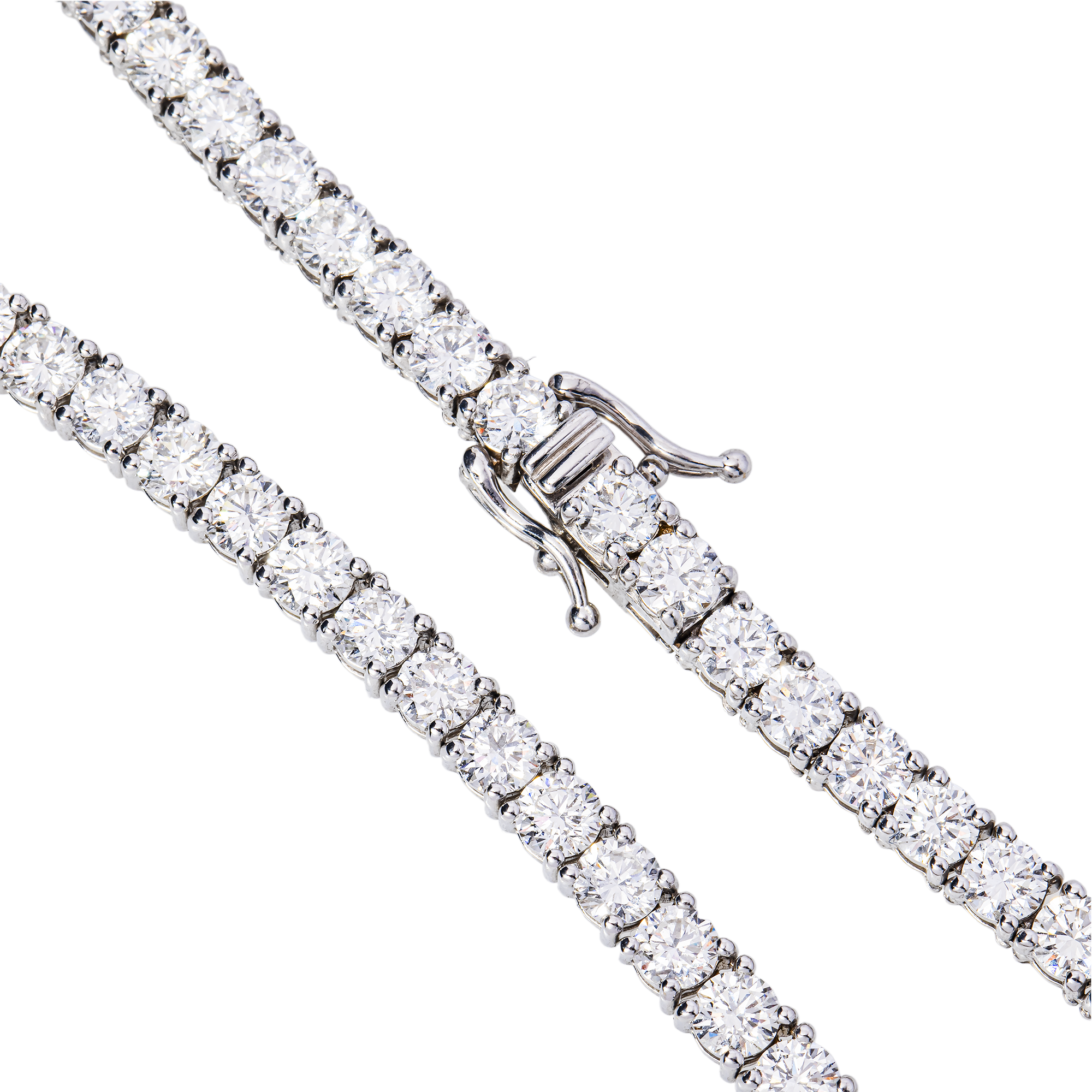 10.74 Carat Round Brilliant Lab Diamond Tennis Necklace – 14K White Gold