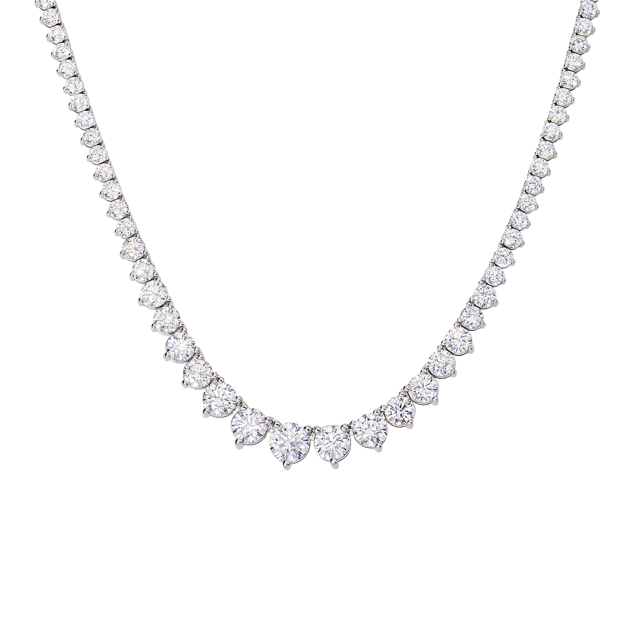 6.79 Carat Round Brilliant Lab Diamond Graduated Tennis Necklace – 14K White Gold