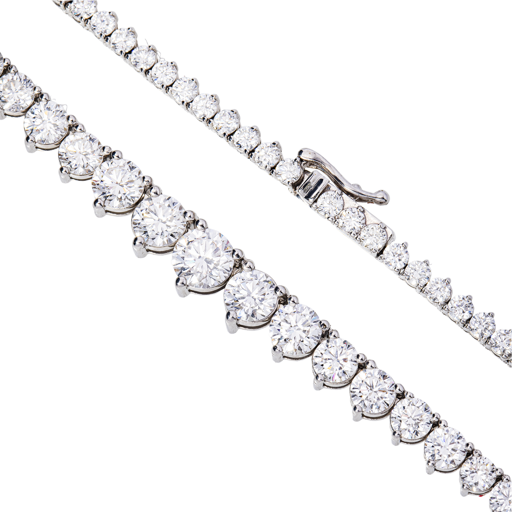 6.79 Carat Round Brilliant Lab Diamond Graduated Tennis Necklace – 14K White Gold