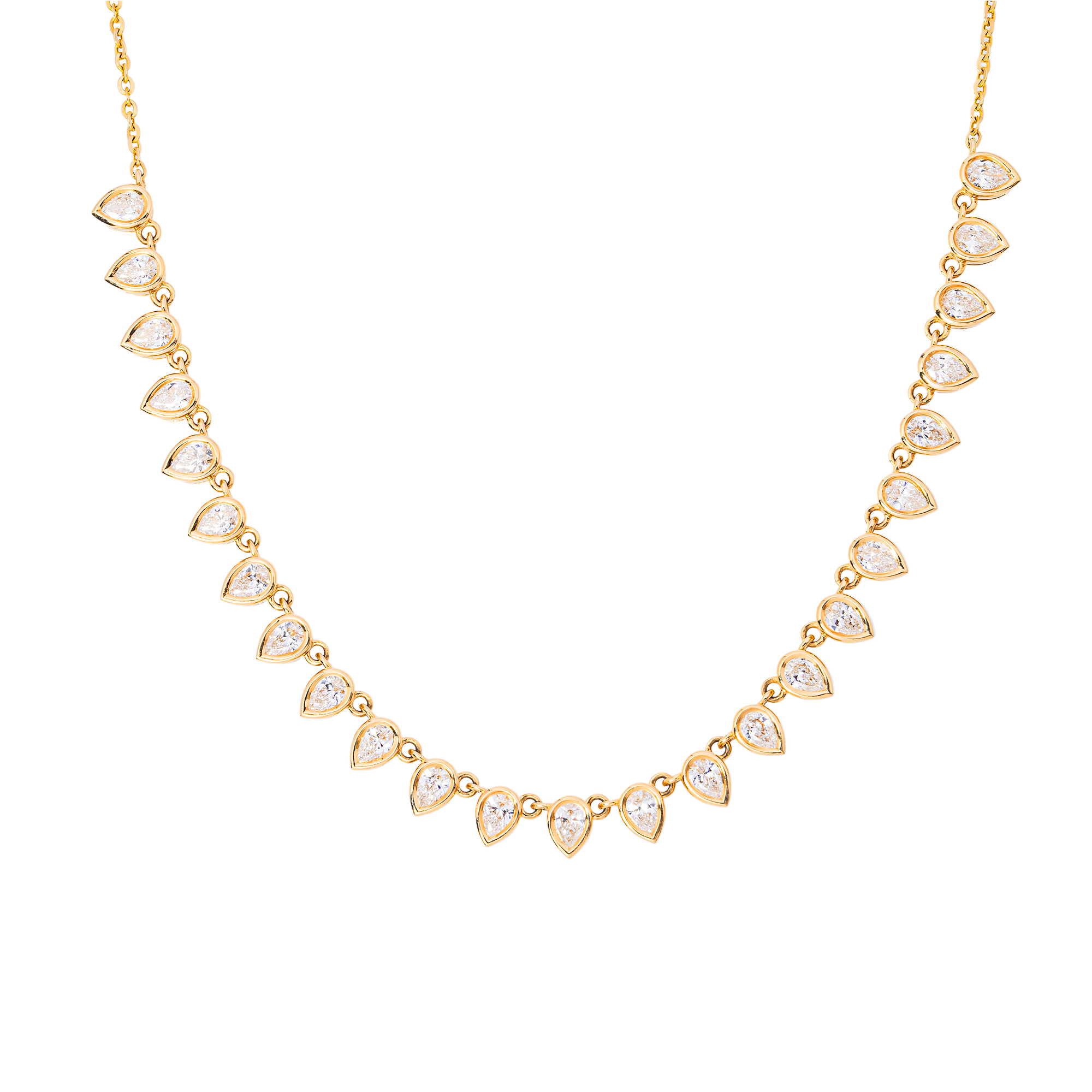Lab Diamonds Pear Shape Diamond Tennis Necklace in 14K Yellow Gold