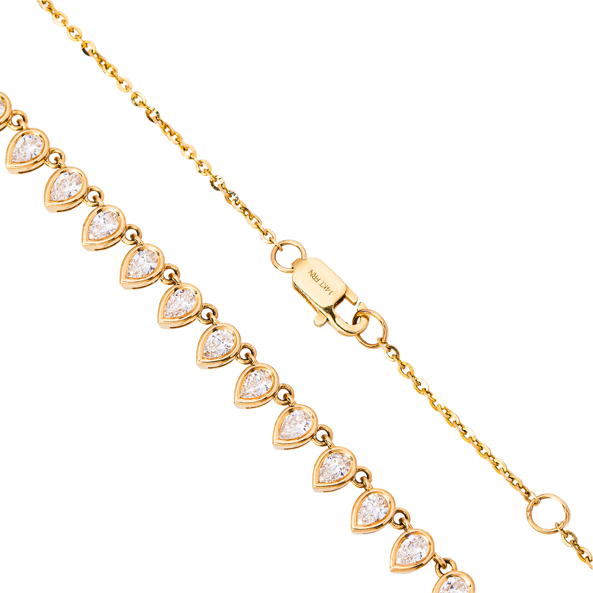 Lab Diamonds Pear Shape Diamond Tennis Necklace in 14K Yellow Gold