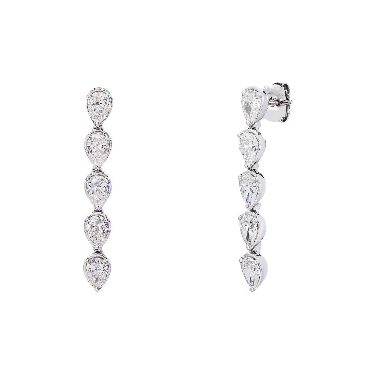 14K White Gold Pear Drop Earrings