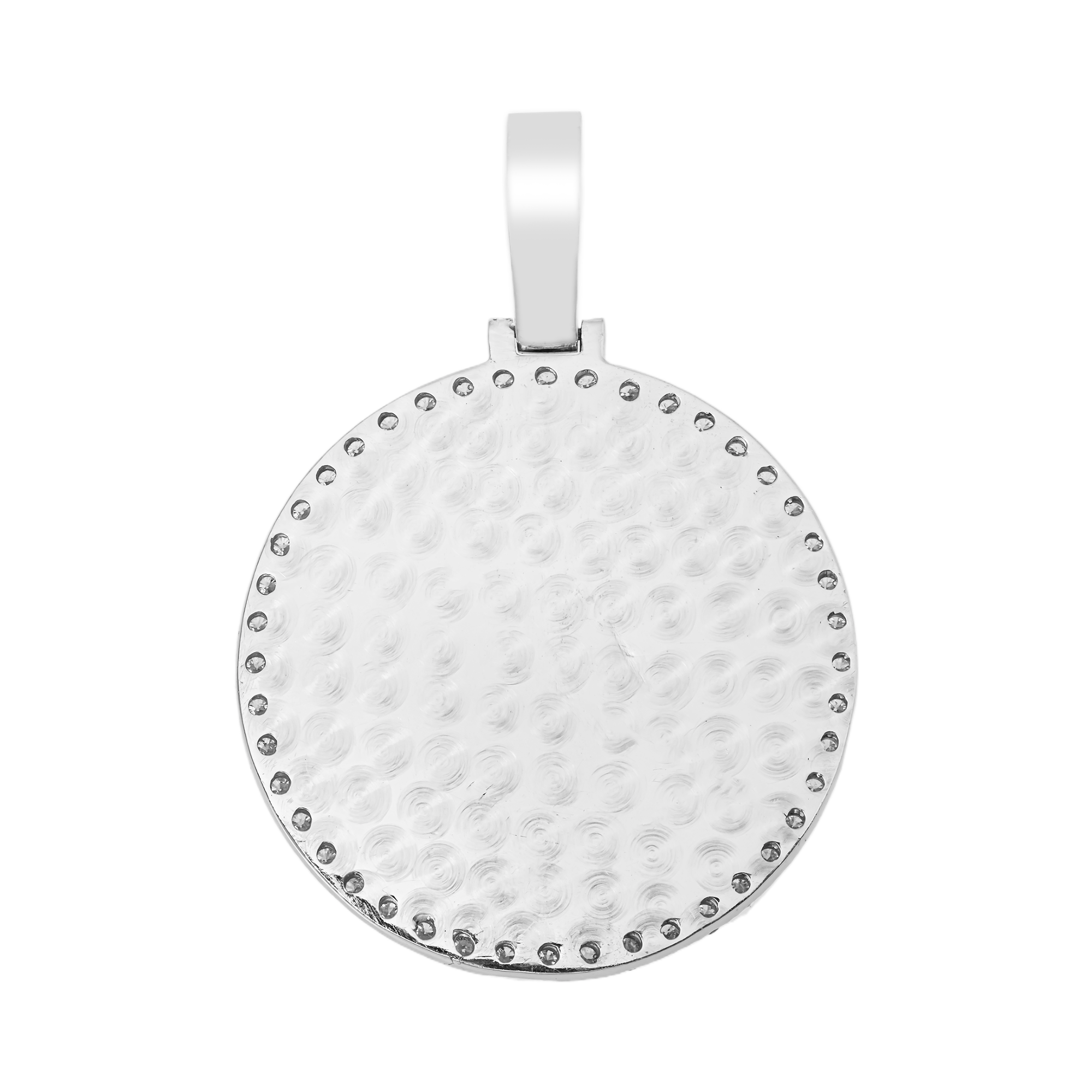 14k White Gold Picture Pendant With Diamond Border